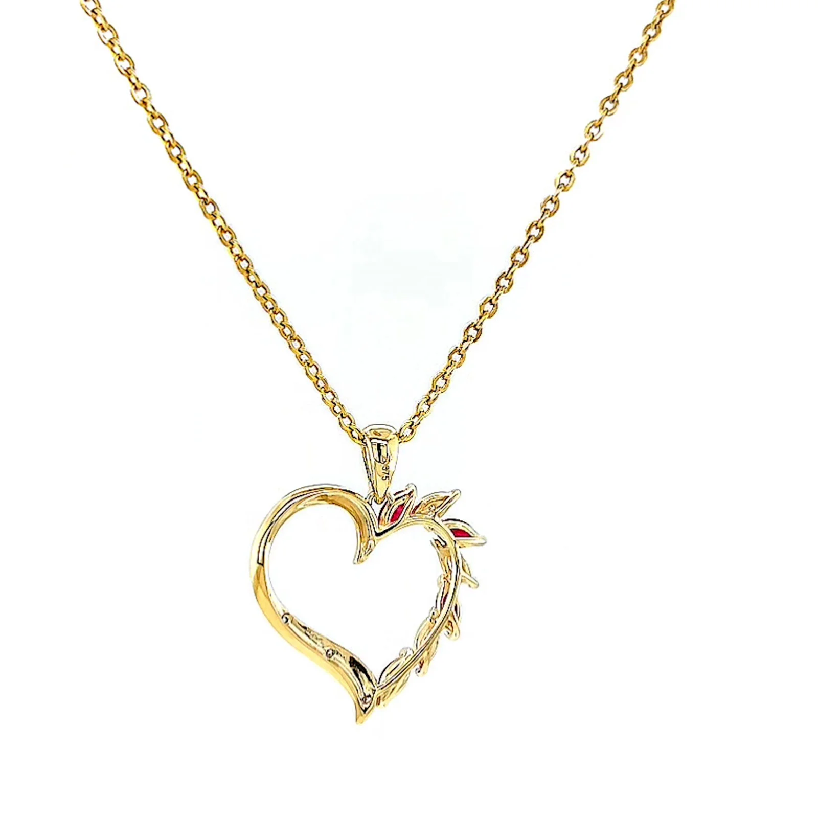 9ct Yellow Gold Marquise    Natural Ruby Diamond Set Pendant - Image 35