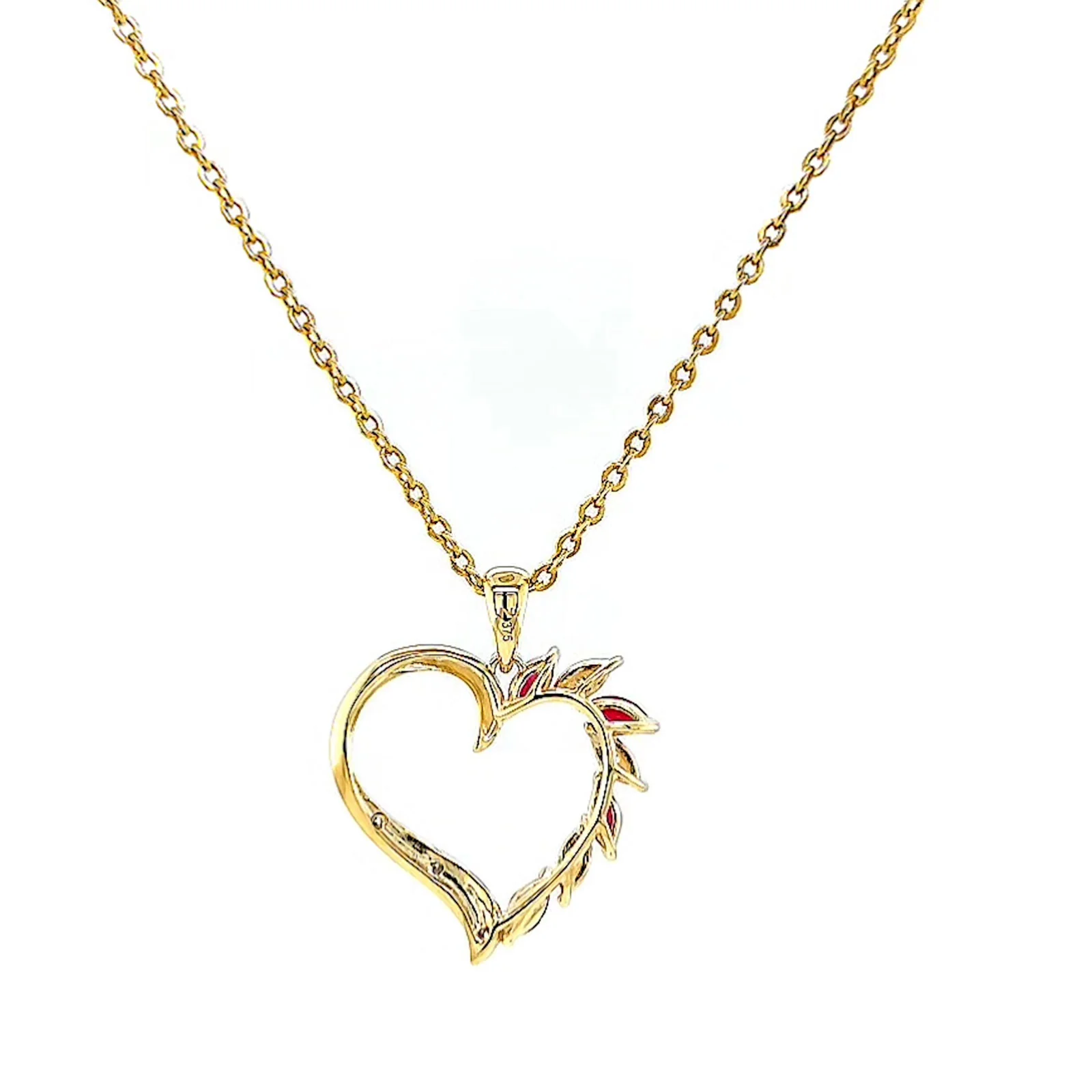 9ct Yellow Gold Marquise    Natural Ruby Diamond Set Pendant - Image 38
