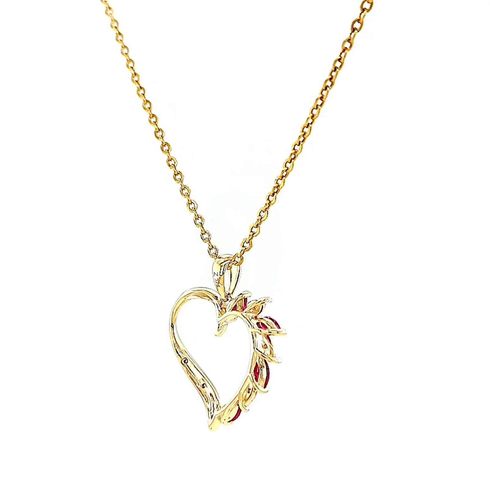 9ct Yellow Gold Marquise    Natural Ruby Diamond Set Pendant - Image 47