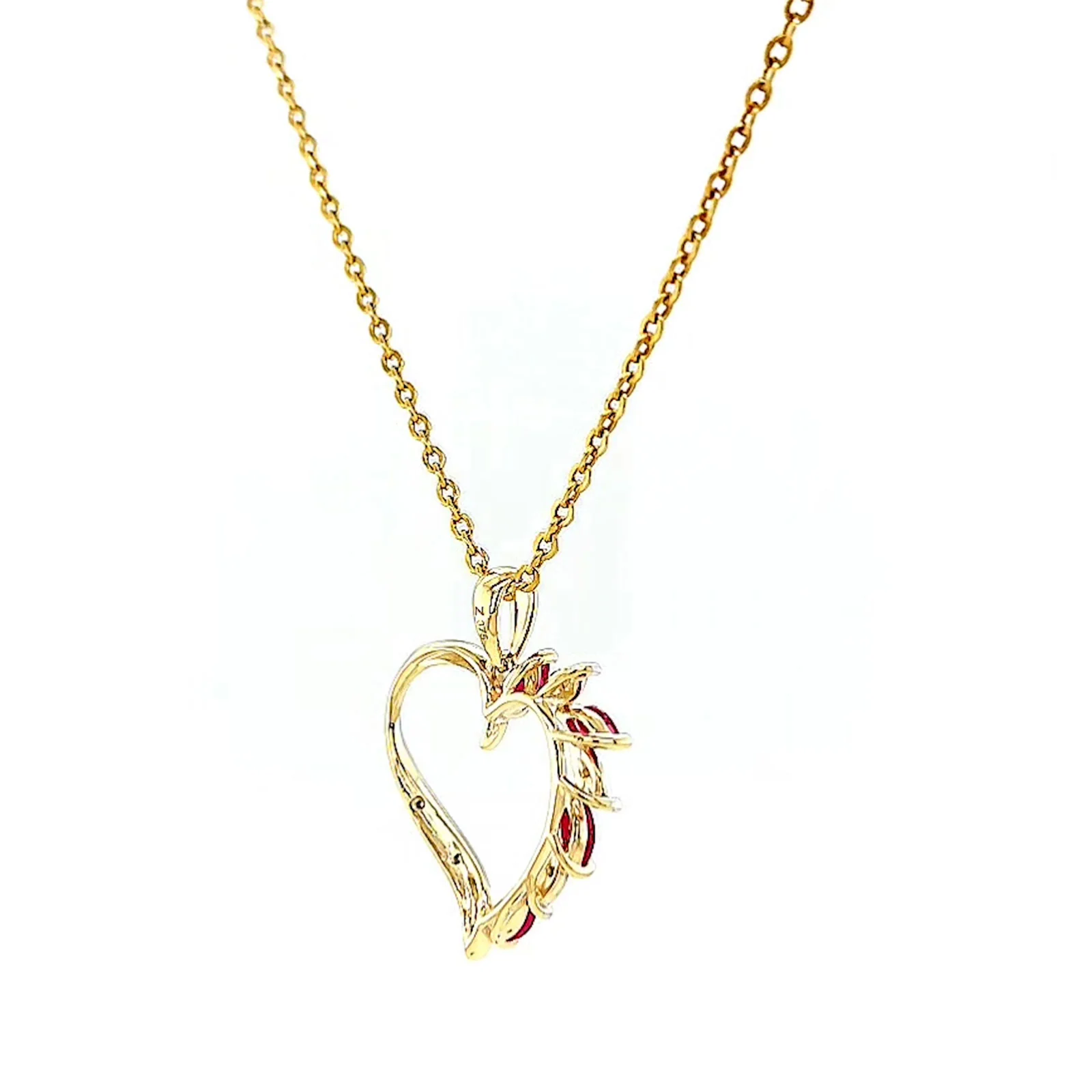 9ct Yellow Gold Marquise    Natural Ruby Diamond Set Pendant - Image 48