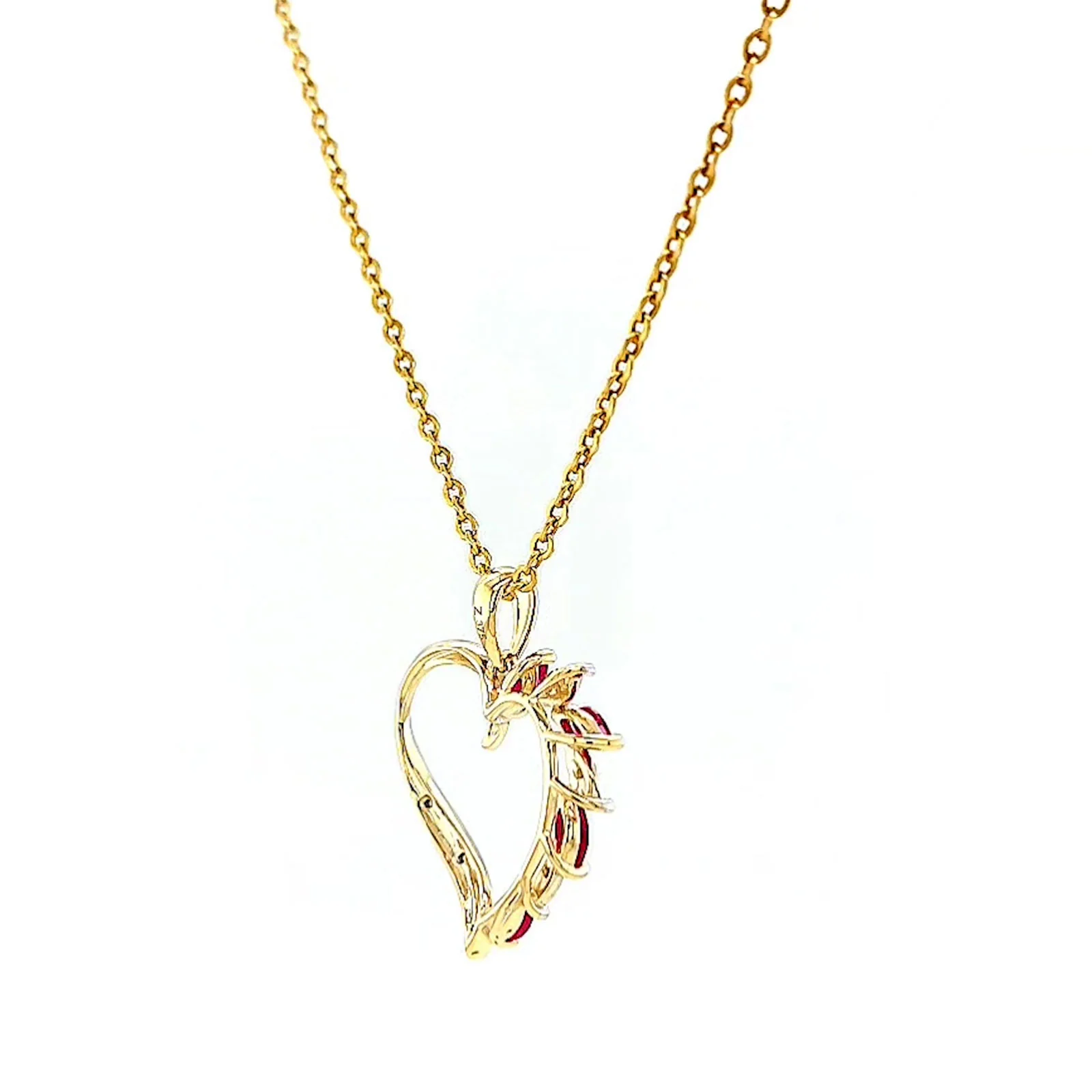 9ct Yellow Gold Marquise    Natural Ruby Diamond Set Pendant - Image 49