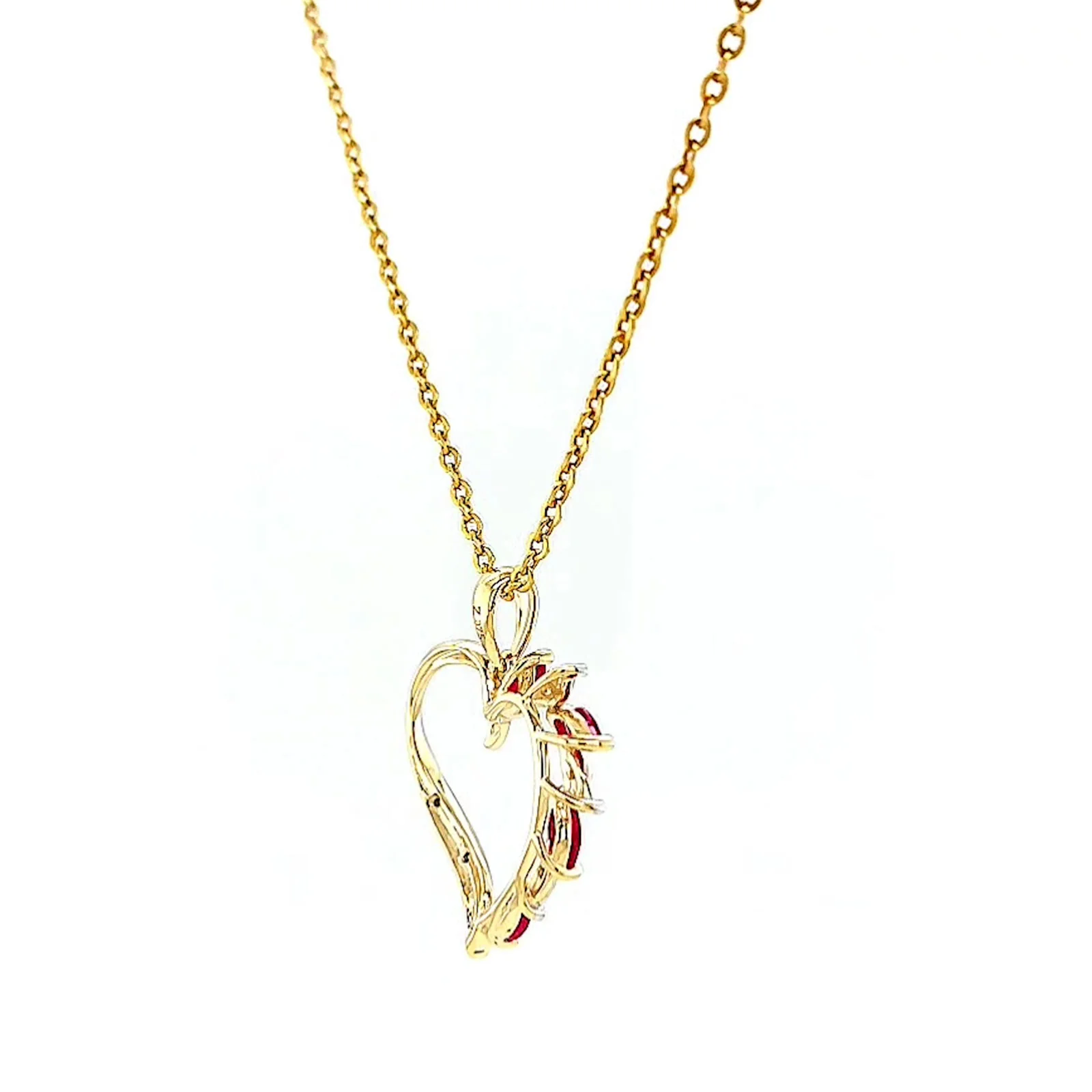 9ct Yellow Gold Marquise    Natural Ruby Diamond Set Pendant - Image 50