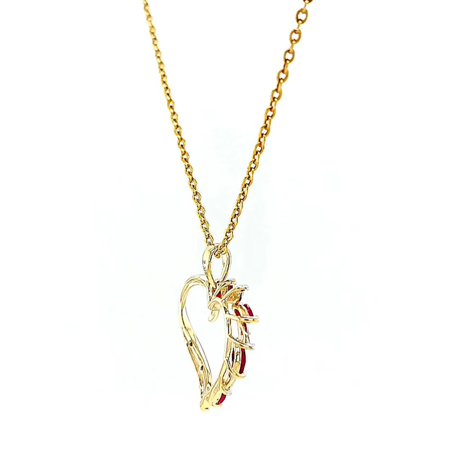 9ct Yellow Gold Marquise    Natural Ruby Diamond Set Pendant - Image 51