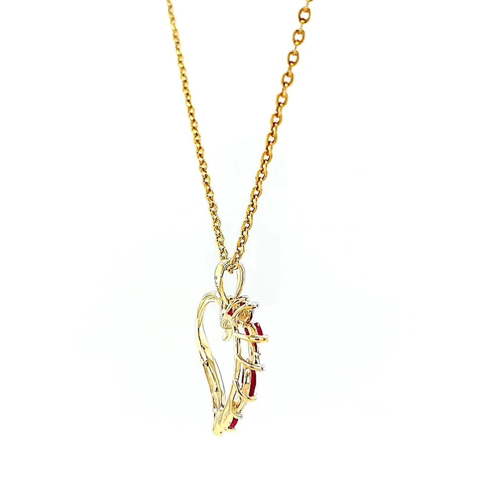 9ct Yellow Gold Marquise    Natural Ruby Diamond Set Pendant - Image 52