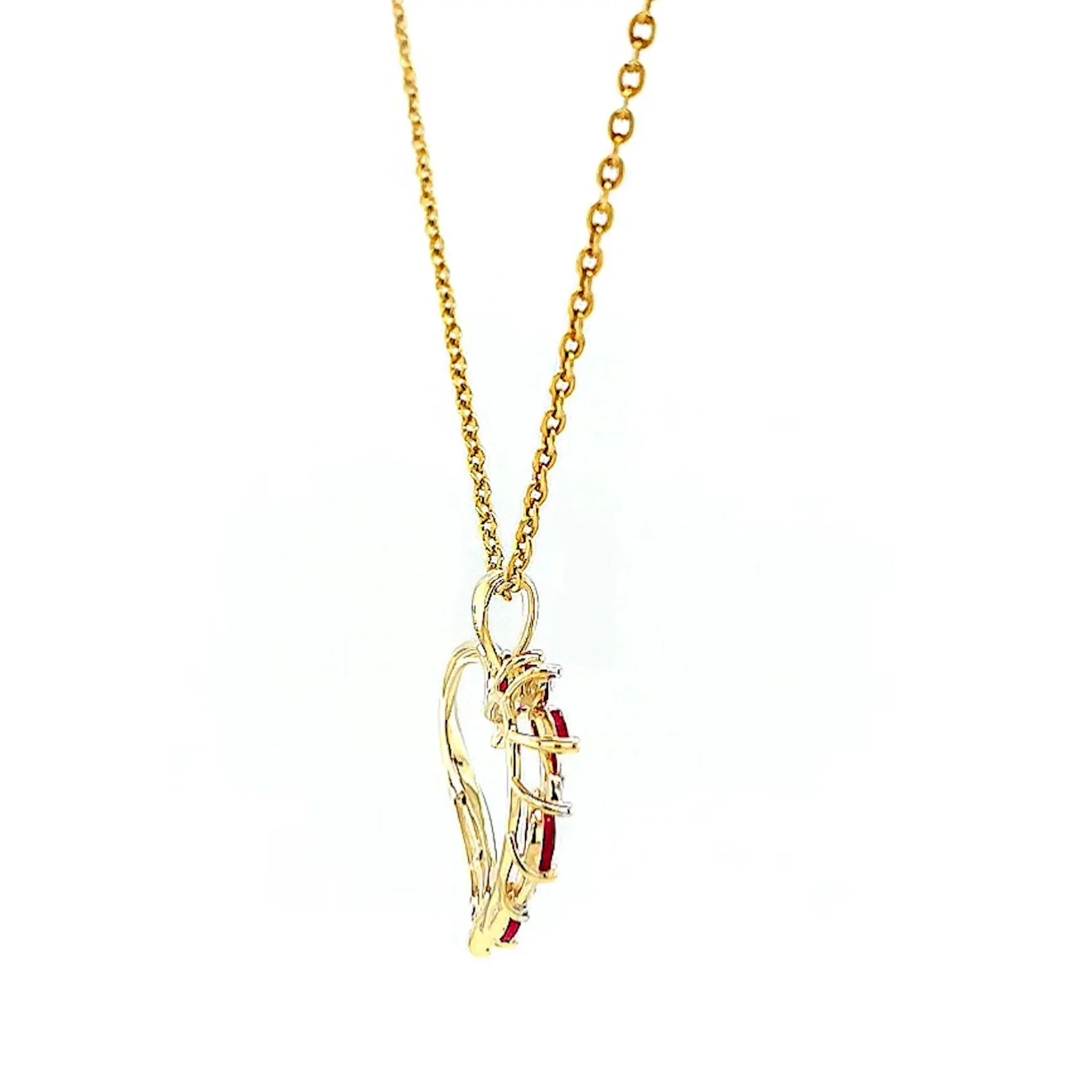 9ct Yellow Gold Marquise    Natural Ruby Diamond Set Pendant - Image 53
