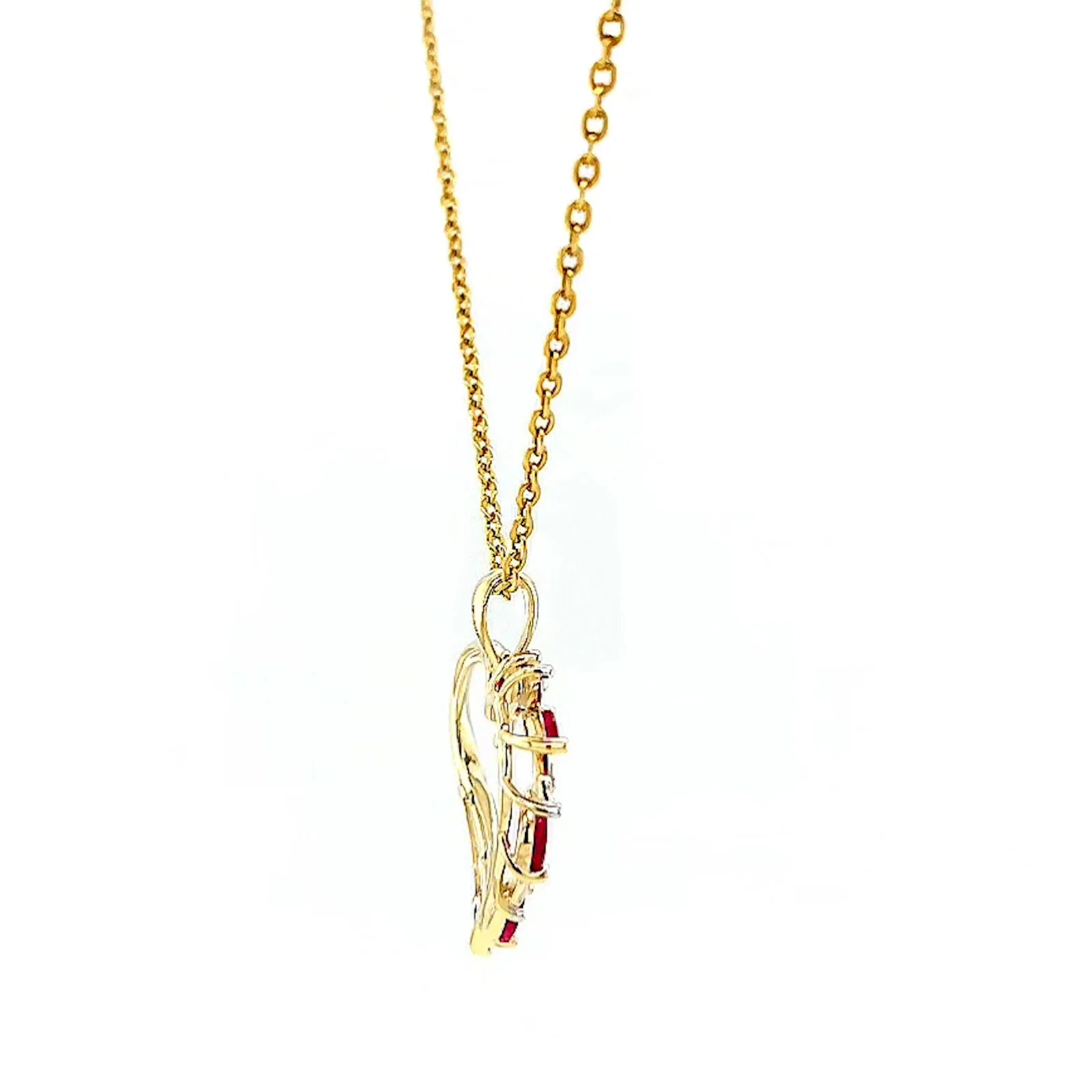9ct Yellow Gold Marquise    Natural Ruby Diamond Set Pendant - Image 54