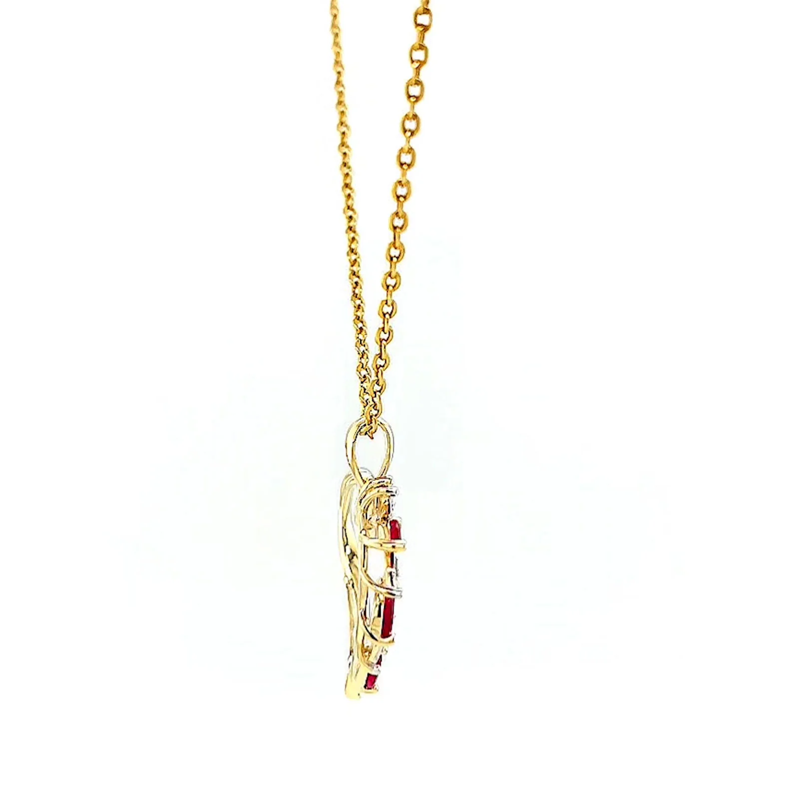 9ct Yellow Gold Marquise    Natural Ruby Diamond Set Pendant - Image 55
