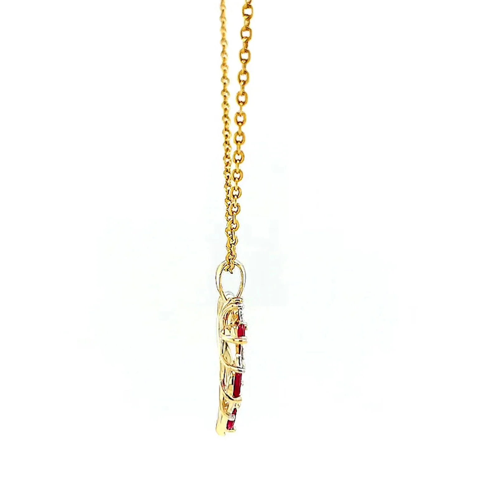 9ct Yellow Gold Marquise    Natural Ruby Diamond Set Pendant - Image 56