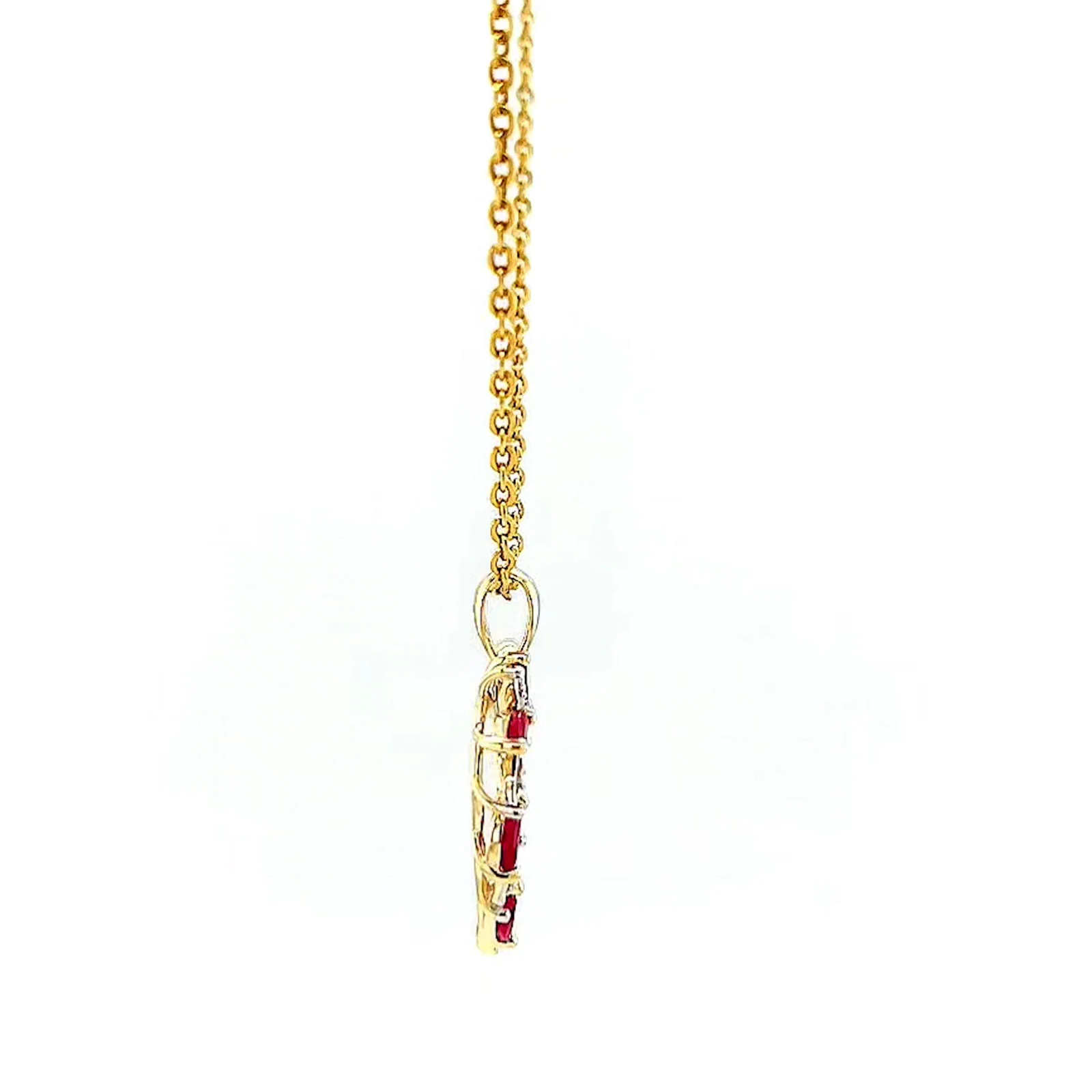 9ct Yellow Gold Marquise    Natural Ruby Diamond Set Pendant - Image 57