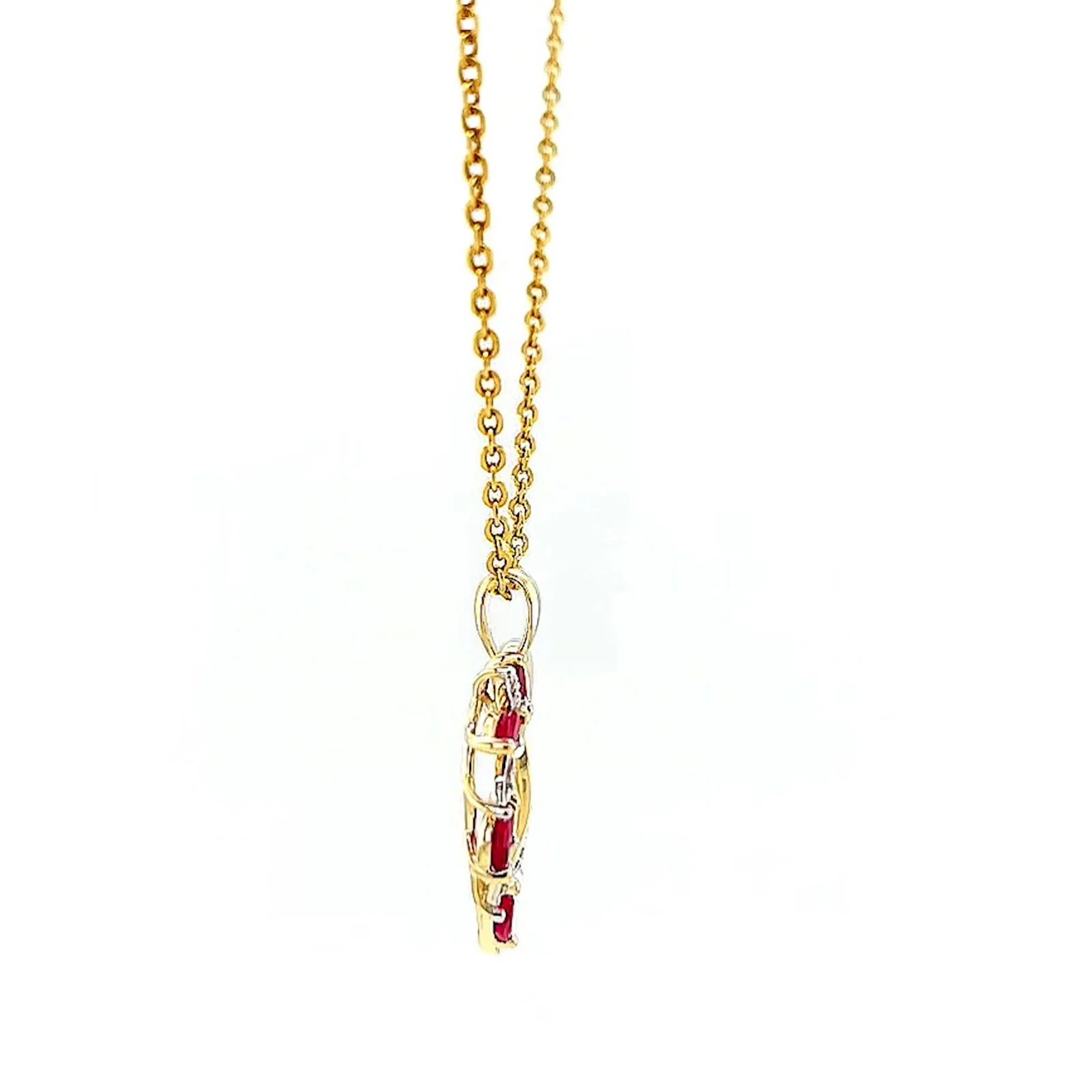 9ct Yellow Gold Marquise    Natural Ruby Diamond Set Pendant - Image 58