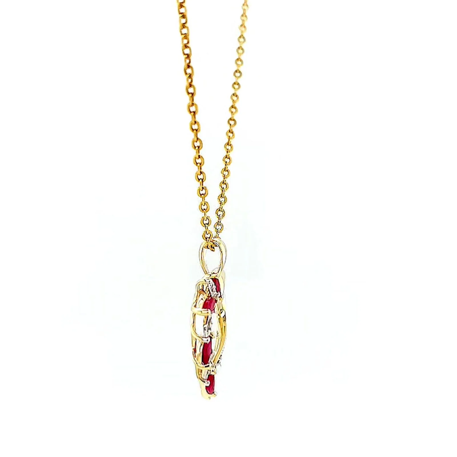 9ct Yellow Gold Marquise    Natural Ruby Diamond Set Pendant - Image 59
