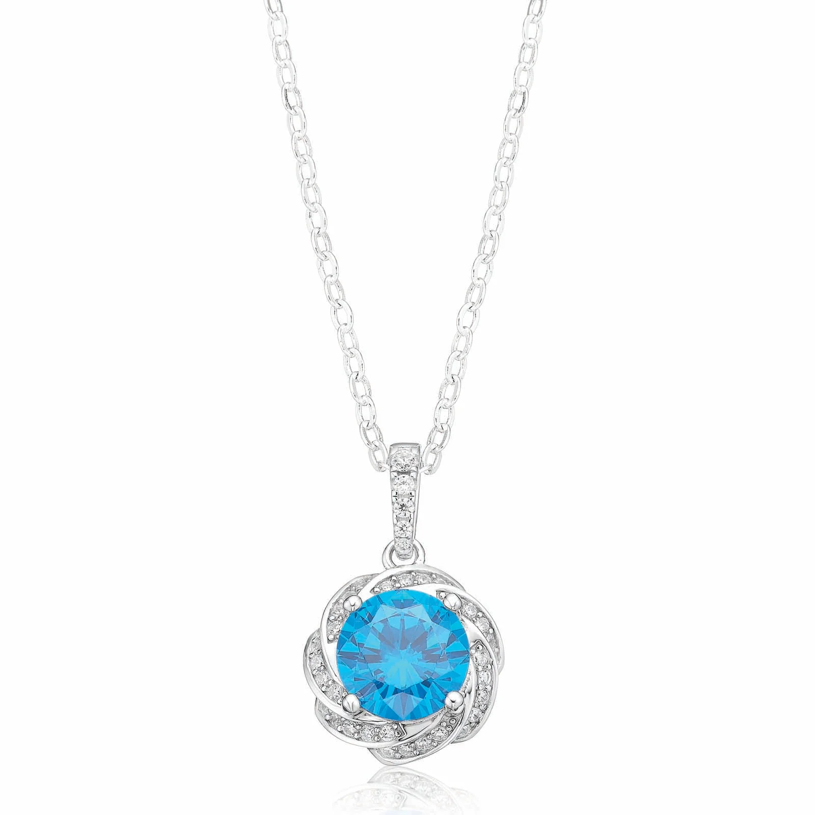 Sterling Silver Round Cubic Zirconia Pendant
