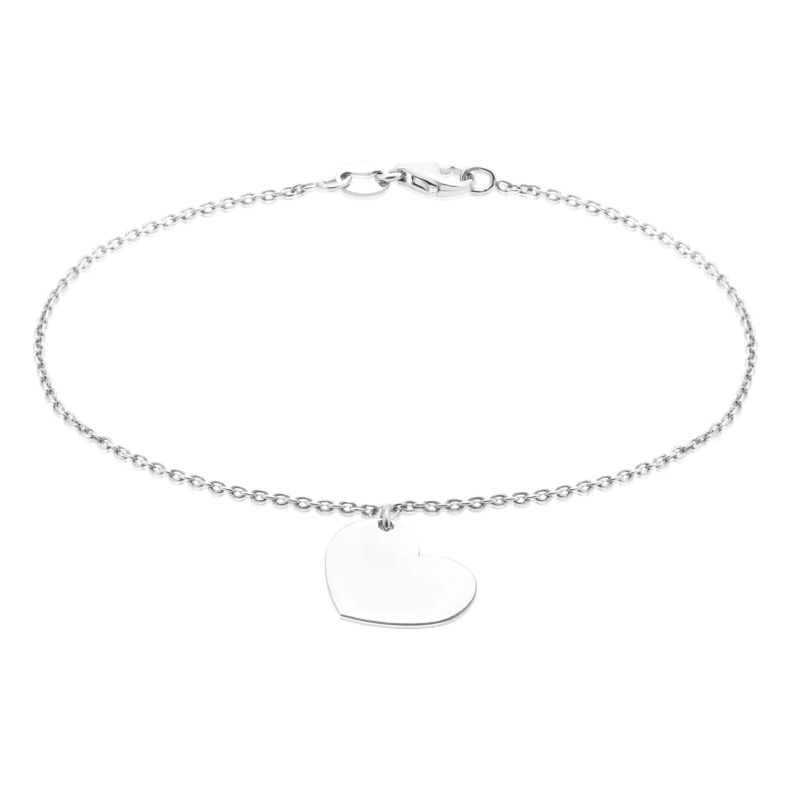 Sterling Silver 19cm Heart Drop Bracelet