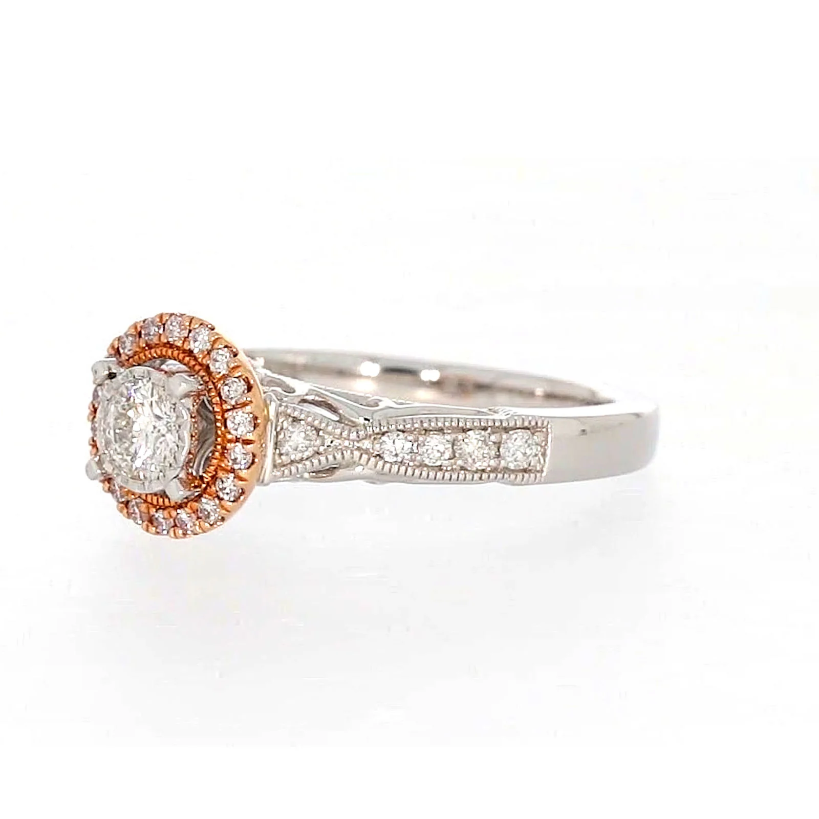 Paris 14ct Rose and White Gold Round Brilliant Cut 1/2 CARAT tw of Diamonds Ring - Image 10