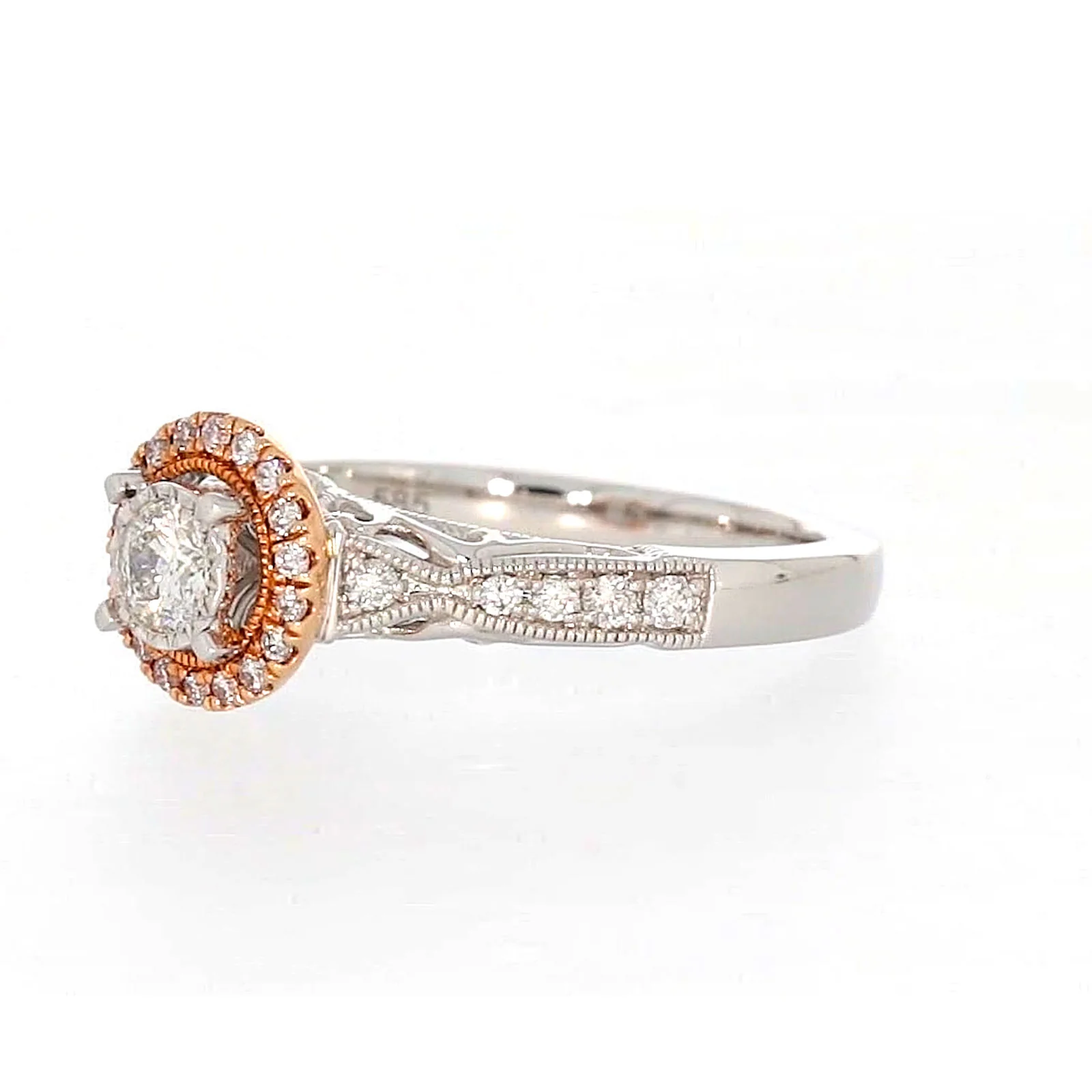 Paris 14ct Rose and White Gold Round Brilliant Cut 1/2 CARAT tw of Diamonds Ring - Image 11