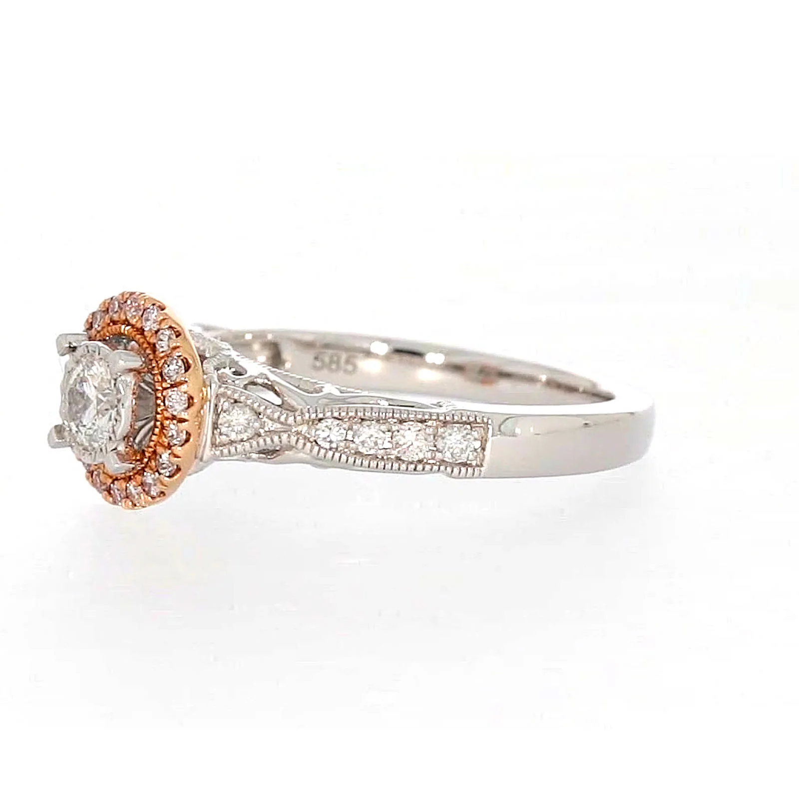 Paris 14ct Rose and White Gold Round Brilliant Cut 1/2 CARAT tw of Diamonds Ring - Image 13