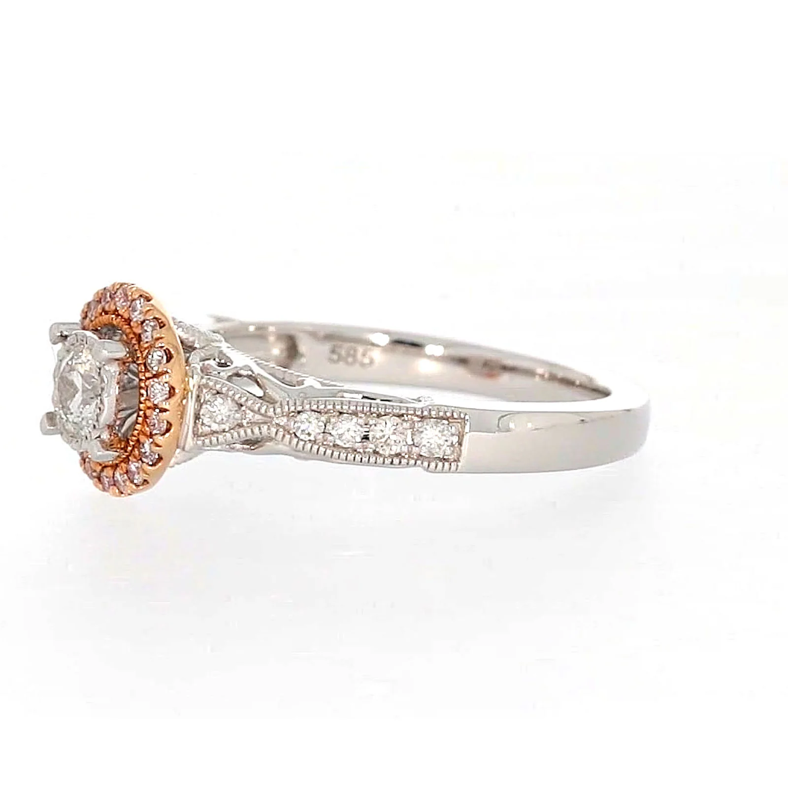 Paris 14ct Rose and White Gold Round Brilliant Cut 1/2 CARAT tw of Diamonds Ring - Image 14