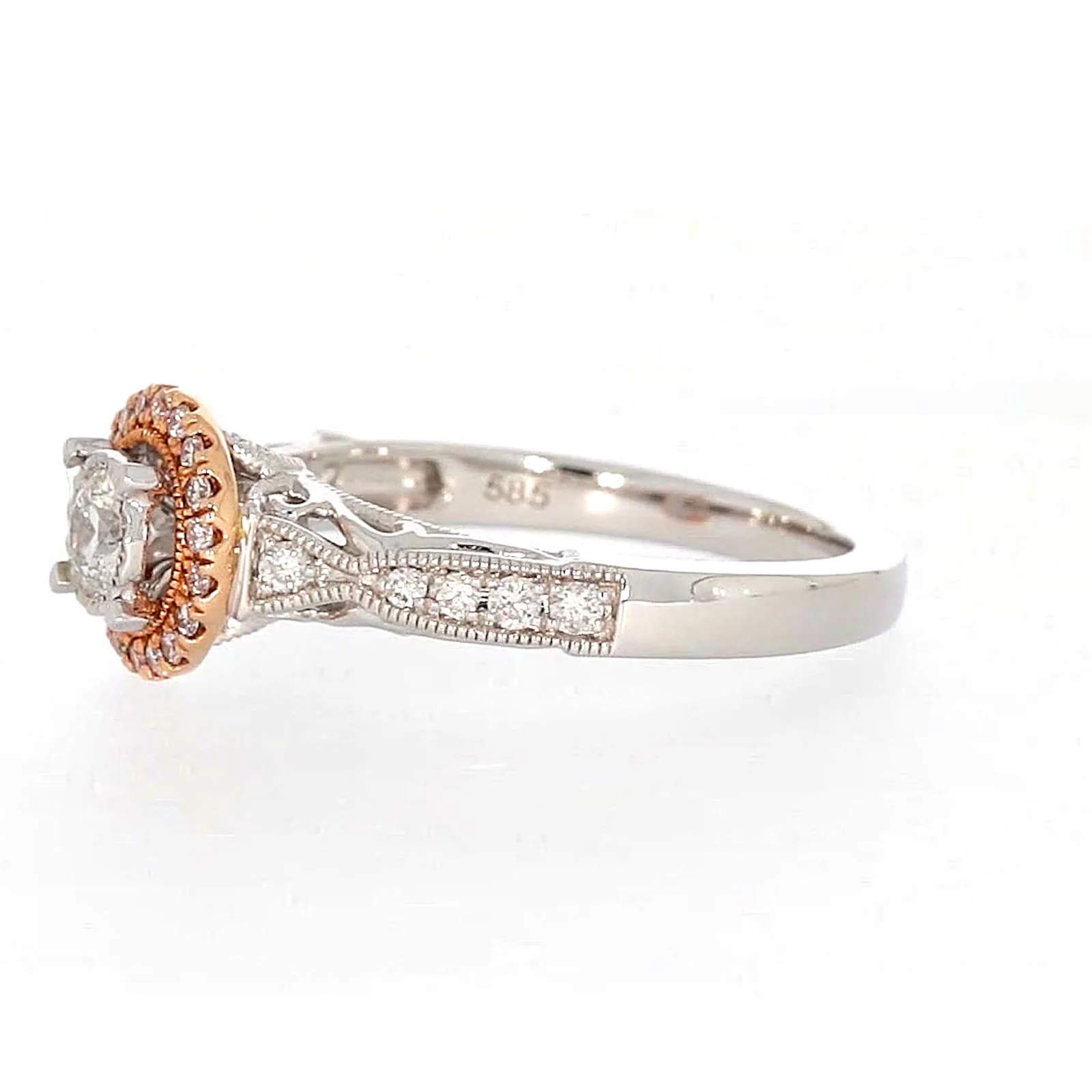 Paris 14ct Rose and White Gold Round Brilliant Cut 1/2 CARAT tw of Diamonds Ring - Image 15