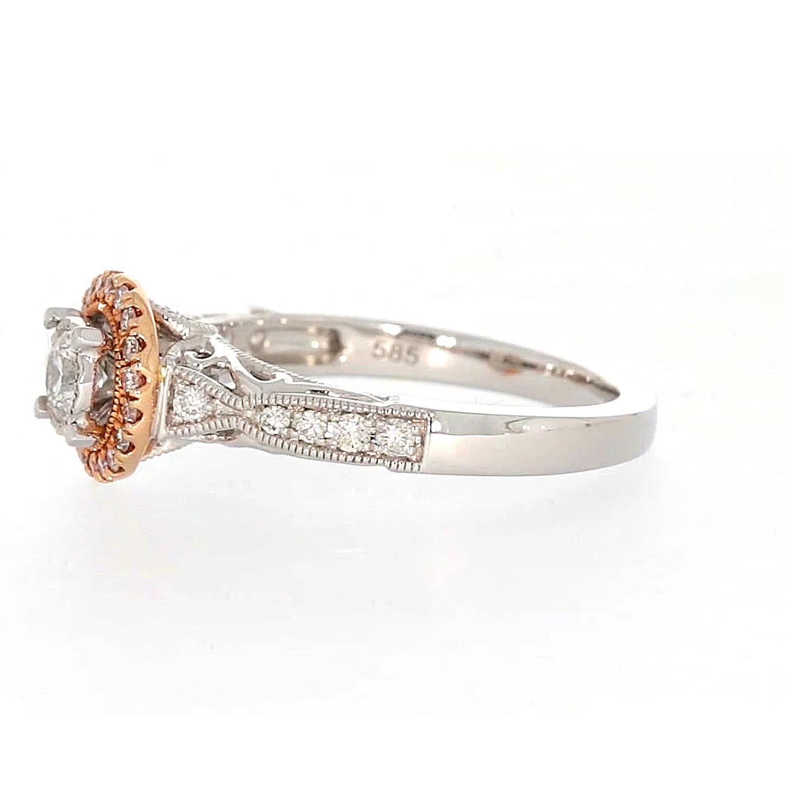 Paris 14ct Rose and White Gold Round Brilliant Cut 1/2 CARAT tw of Diamonds Ring - Image 16