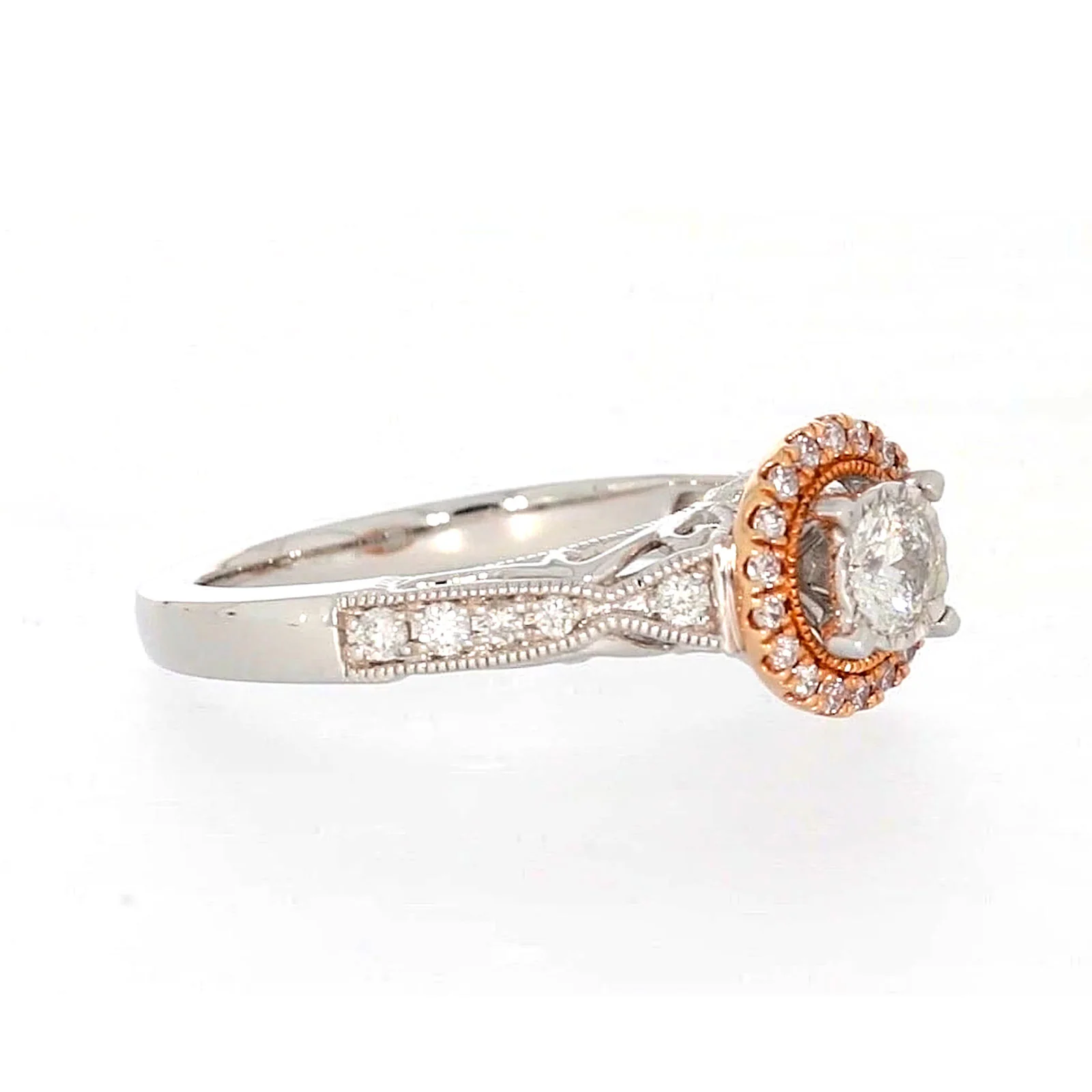 Paris 14ct Rose and White Gold Round Brilliant Cut 1/2 CARAT tw of Diamonds Ring - Image 64