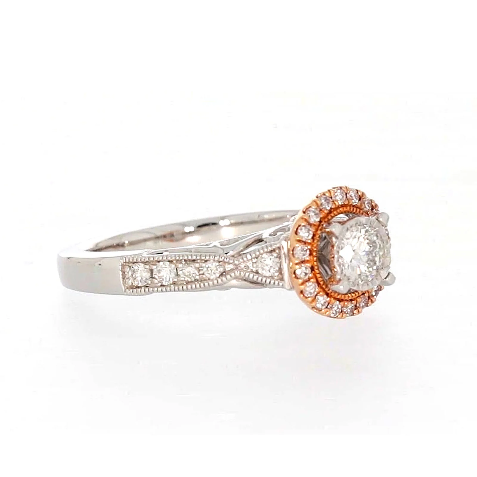 Paris 14ct Rose and White Gold Round Brilliant Cut 1/2 CARAT tw of Diamonds Ring - Image 66