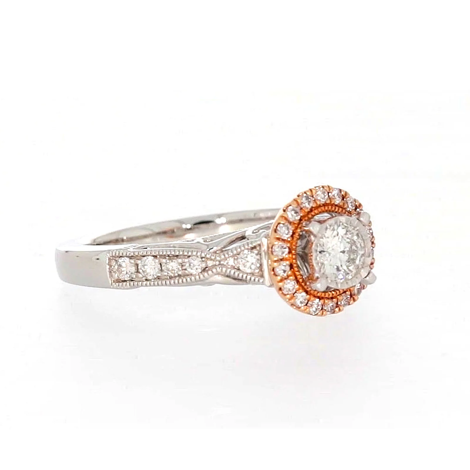 Paris 14ct Rose and White Gold Round Brilliant Cut 1/2 CARAT tw of Diamonds Ring - Image 67