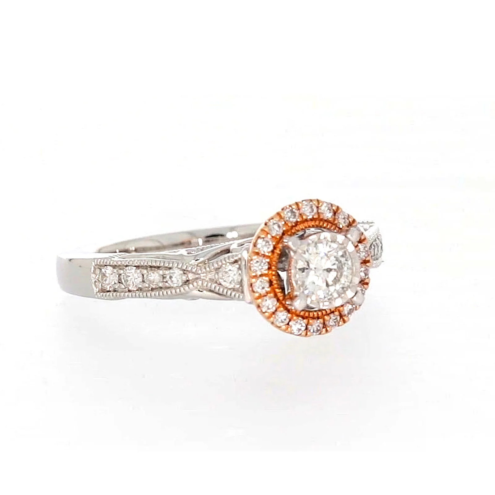 Paris 14ct Rose and White Gold Round Brilliant Cut 1/2 CARAT tw of Diamonds Ring - Image 69