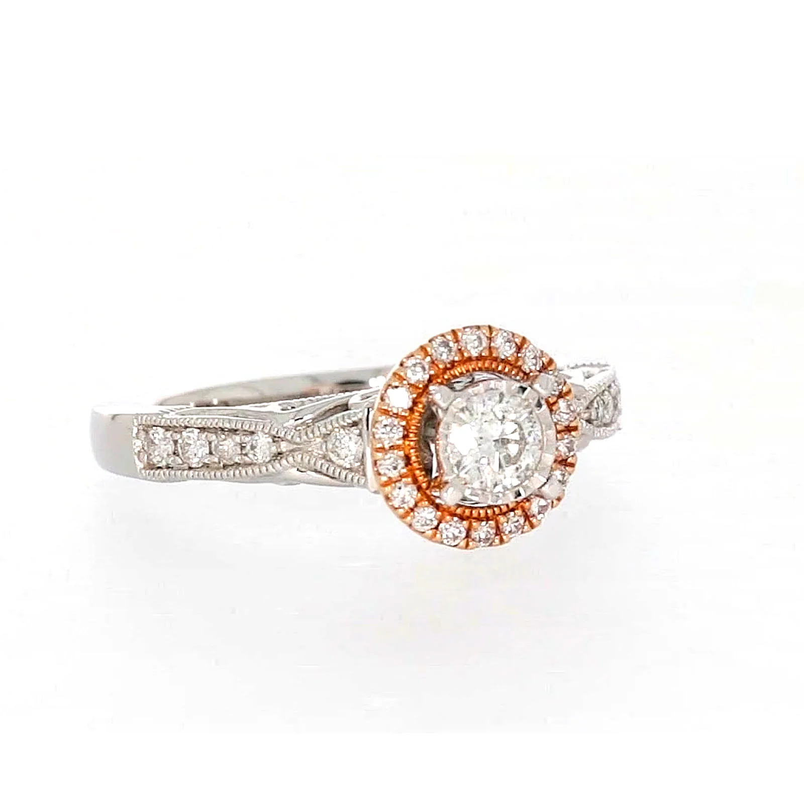 Paris 14ct Rose and White Gold Round Brilliant Cut 1/2 CARAT tw of Diamonds Ring - Image 70
