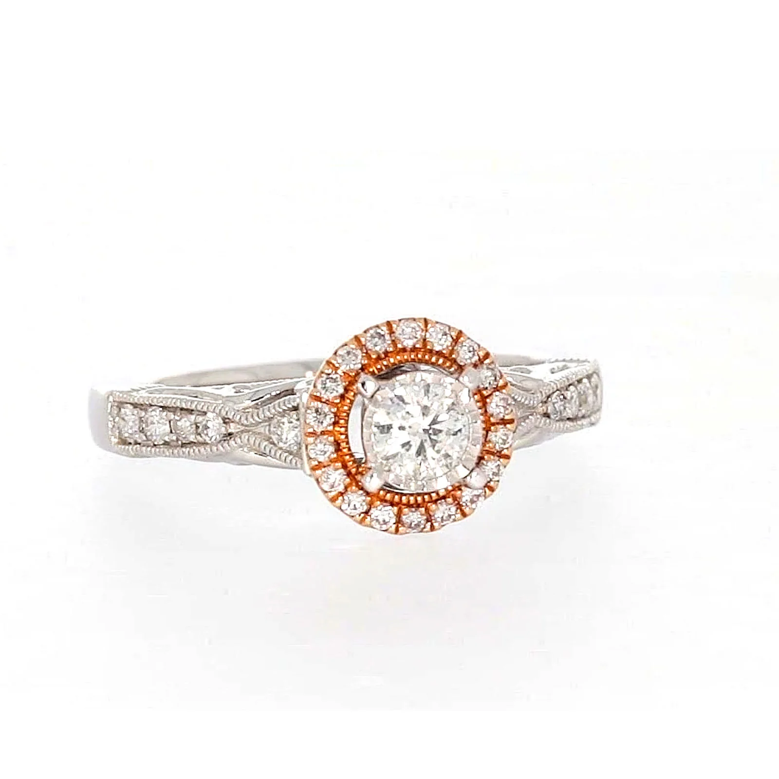 Paris 14ct Rose and White Gold Round Brilliant Cut 1/2 CARAT tw of Diamonds Ring - Image 72