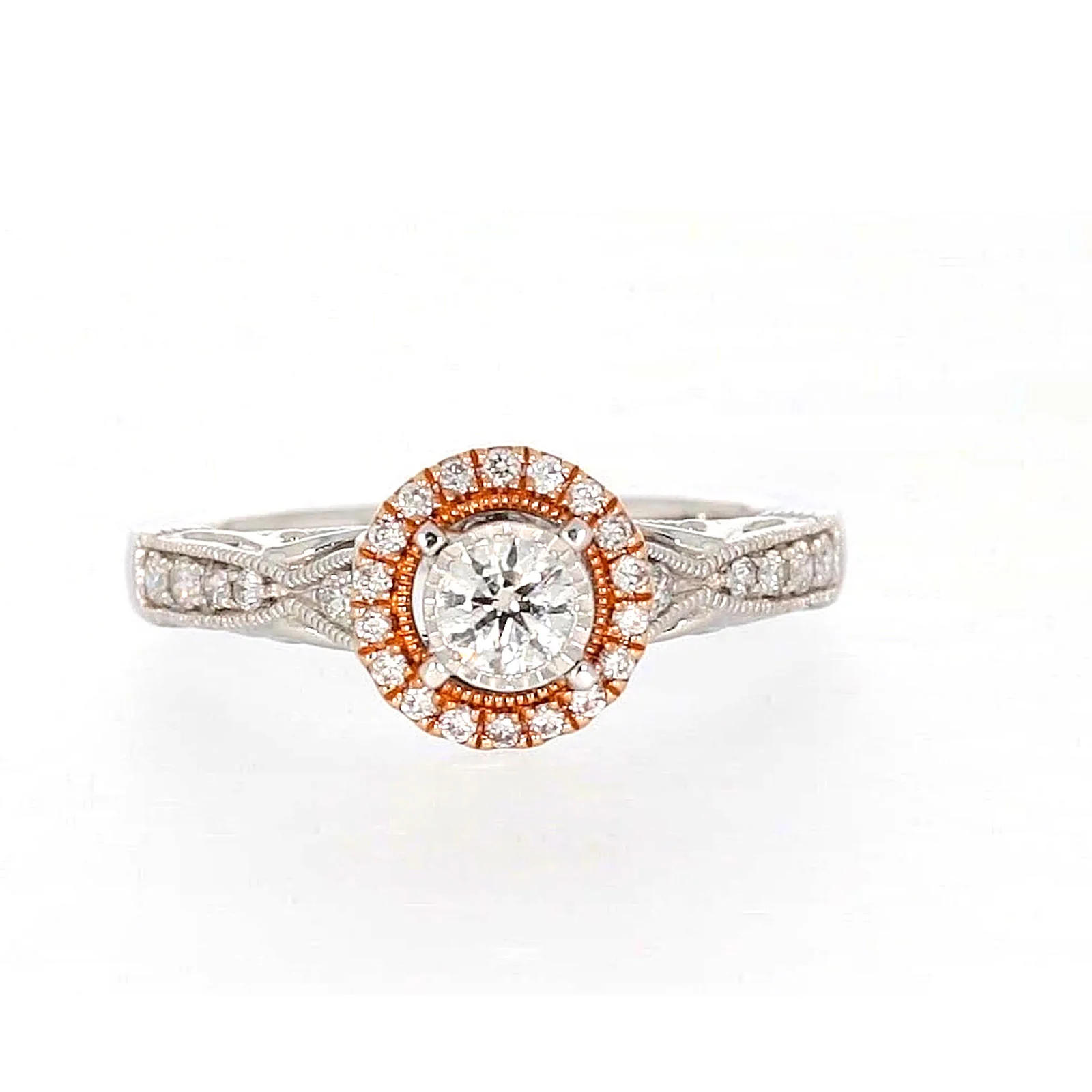 Paris 14ct Rose and White Gold Round Brilliant Cut 1/2 CARAT tw of Diamonds Ring - Image 74