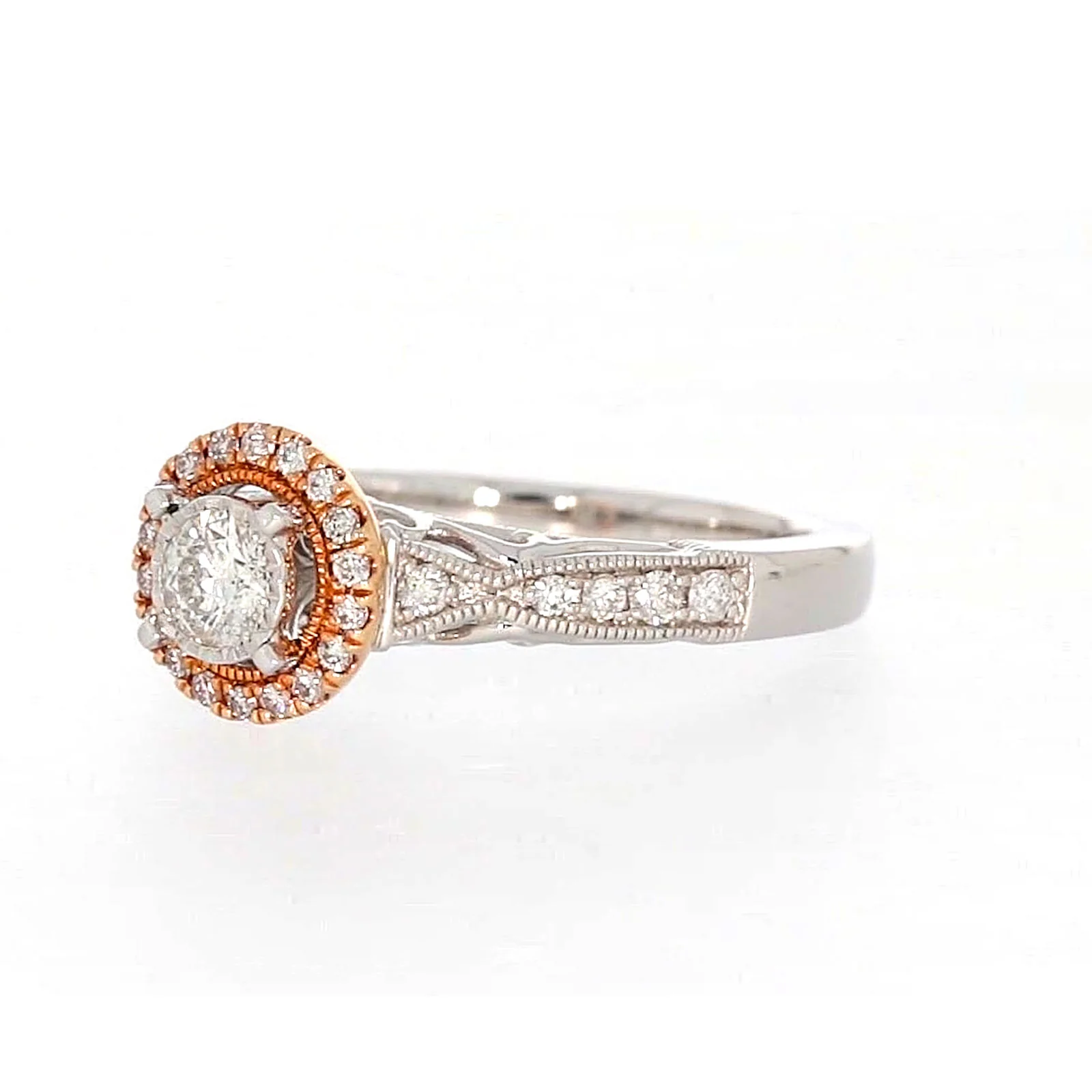 Paris 14ct Rose and White Gold Round Brilliant Cut 1/2 CARAT tw of Diamonds Ring - Image 9