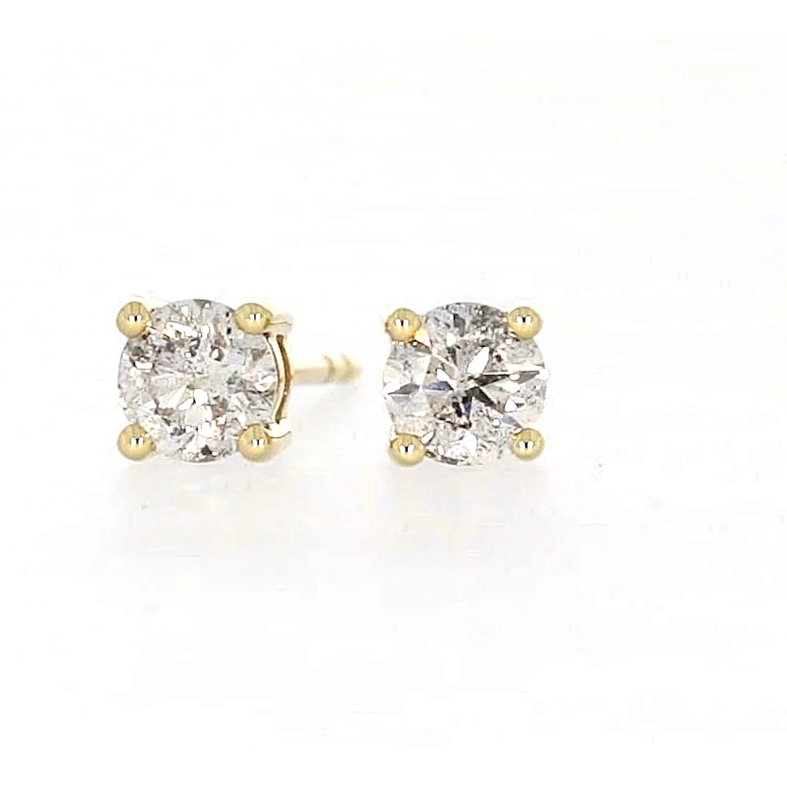 Solitaire 9ct Yellow Gold Round Brilliant Cut 1/2 CARAT tw of Diamonds Stud Earrings - Image 3