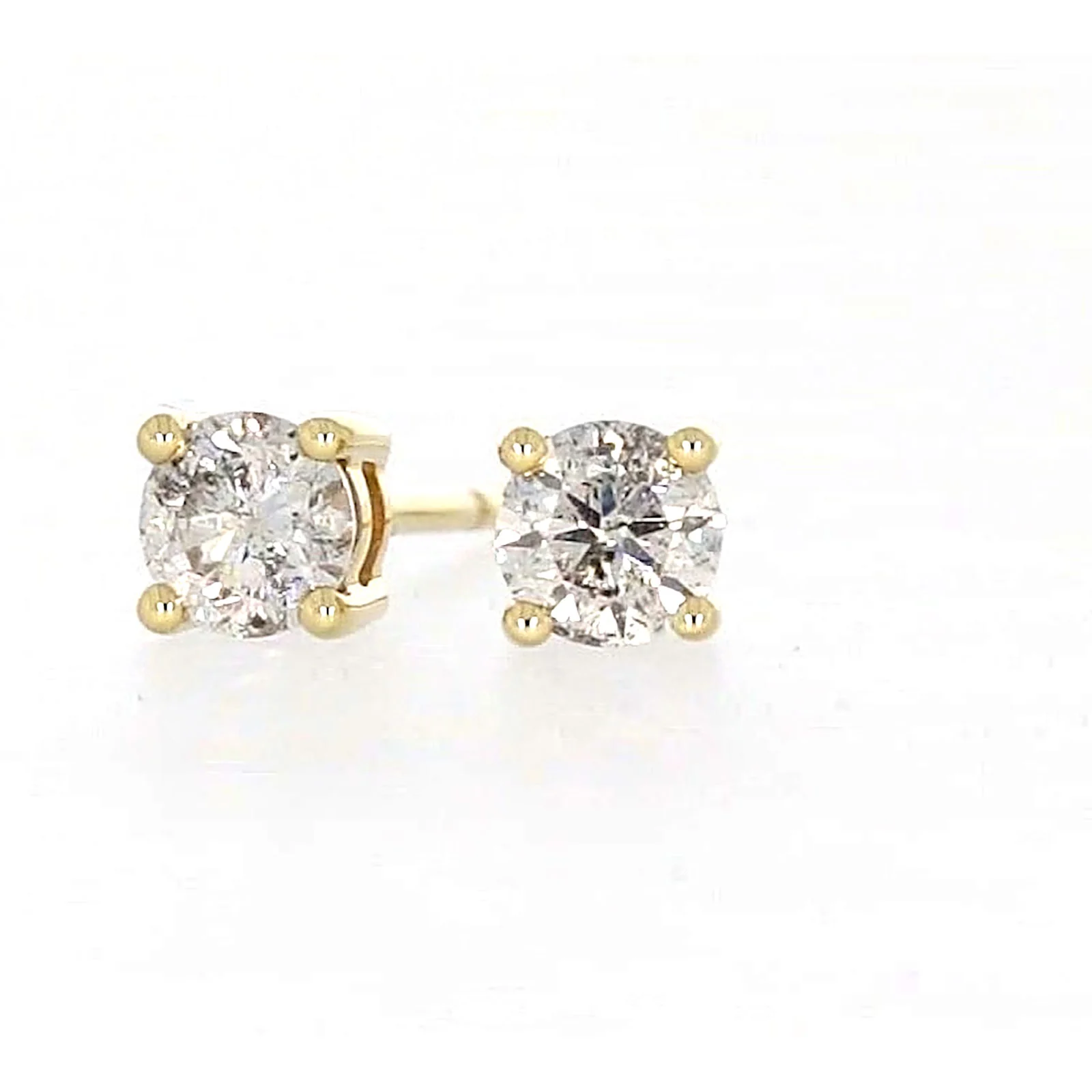 Solitaire 9ct Yellow Gold Round Brilliant Cut 1/2 CARAT tw of Diamonds Stud Earrings - Image 4