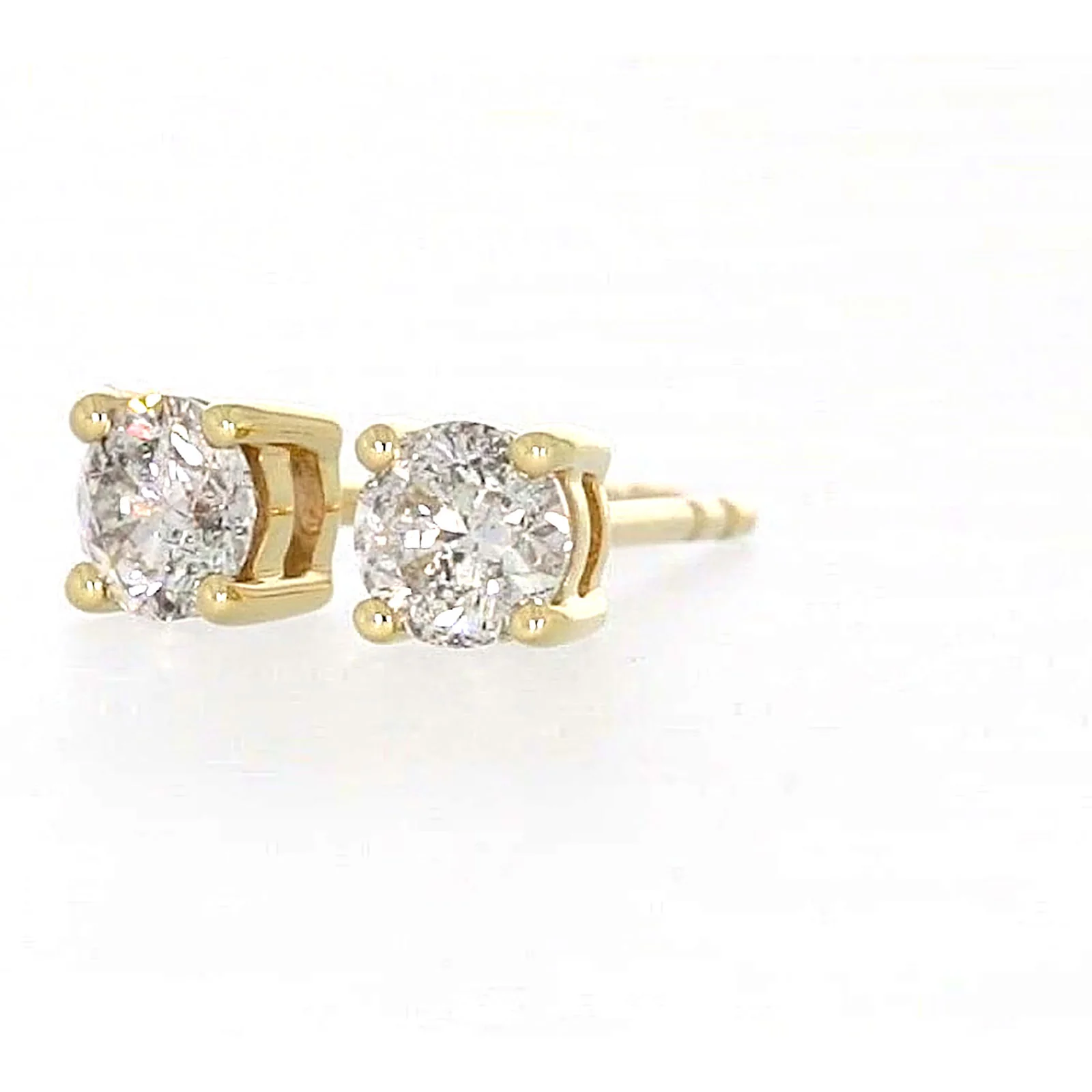 Solitaire 9ct Yellow Gold Round Brilliant Cut 1/2 CARAT tw of Diamonds Stud Earrings - Image 8