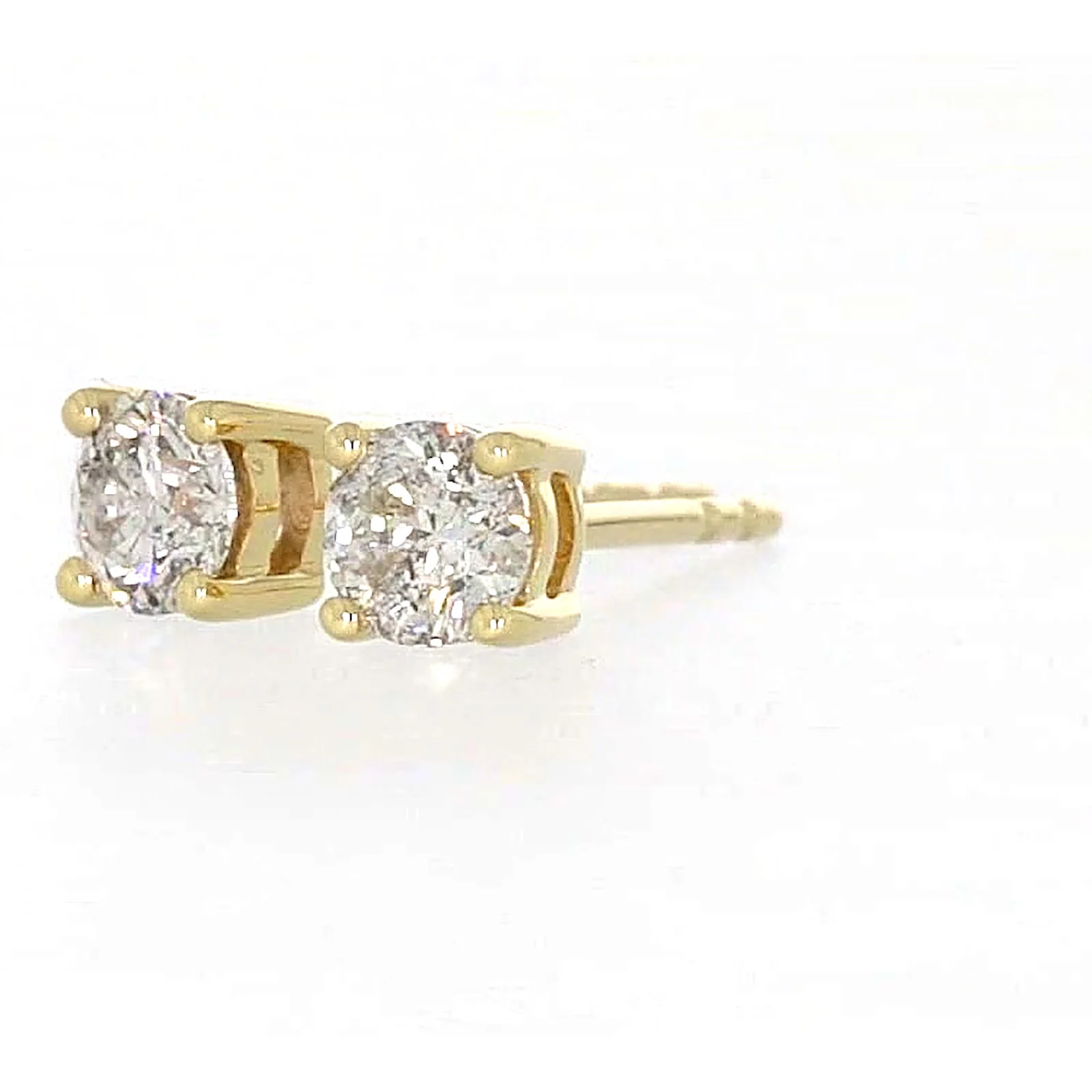 Solitaire 9ct Yellow Gold Round Brilliant Cut 1/2 CARAT tw of Diamonds Stud Earrings - Image 9
