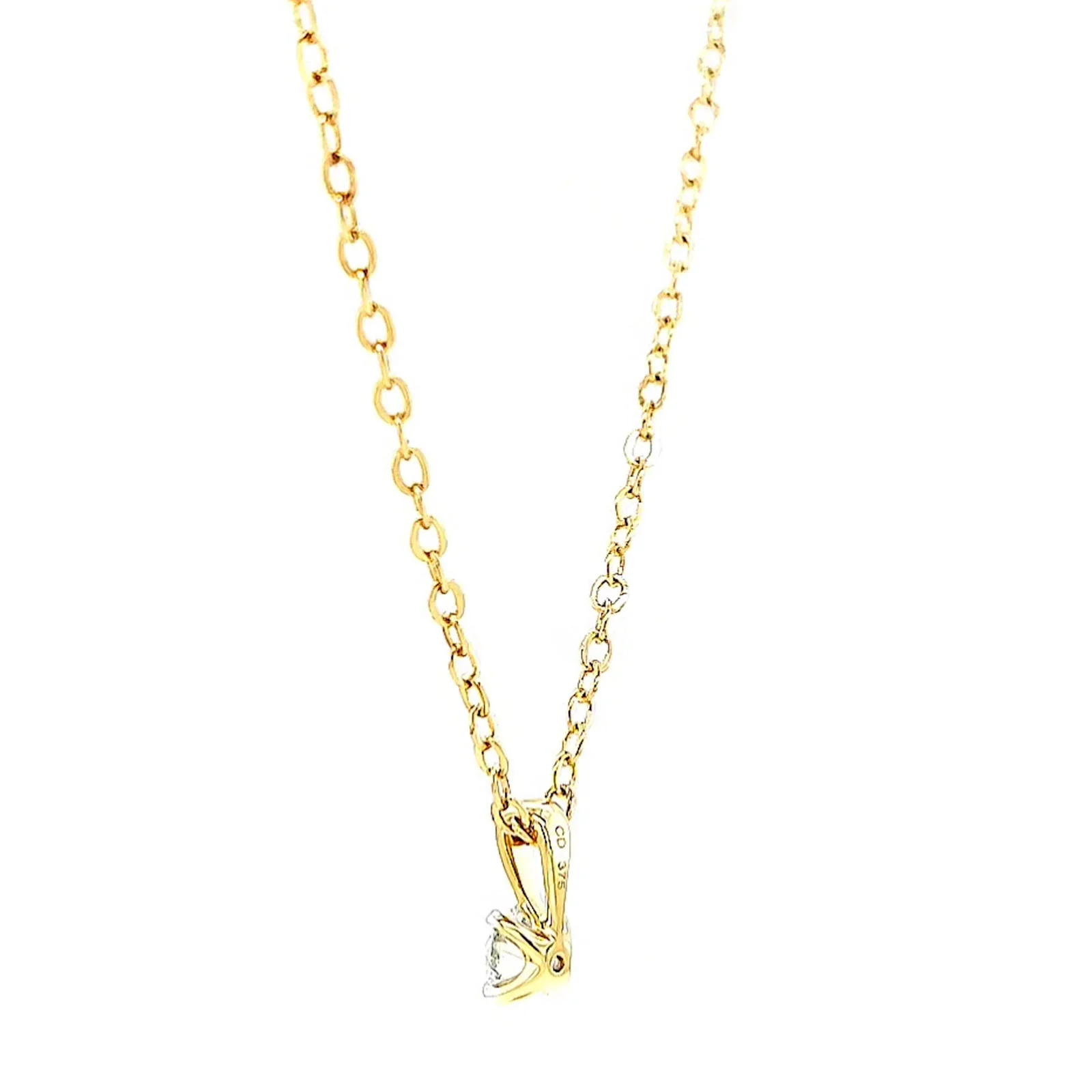 Celebration 9ct Yellow Gold Round Brilliant Cut 1/4 CARAT Lab Grown Diamond Pendant - Image 29
