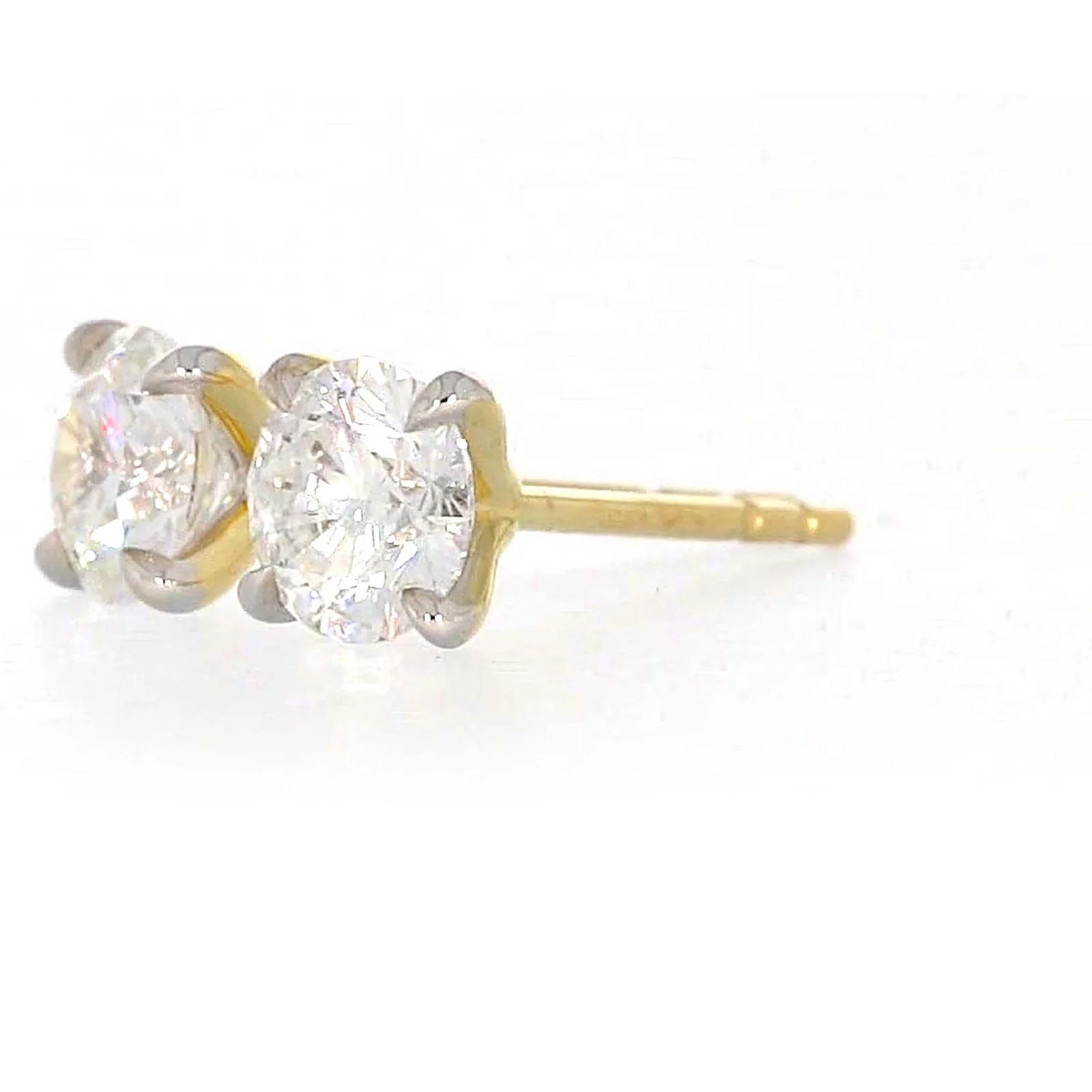 Celebration 9ct Yellow Gold Round Brilliant Cut 1 CARAT tw of Certified Lab Grown Diamonds Stud Earrings - Image 12