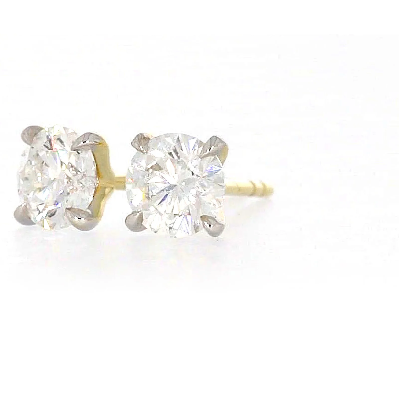 Celebration 9ct Yellow Gold Round Brilliant Cut 1 CARAT tw of Certified Lab Grown Diamonds Stud Earrings - Image 8