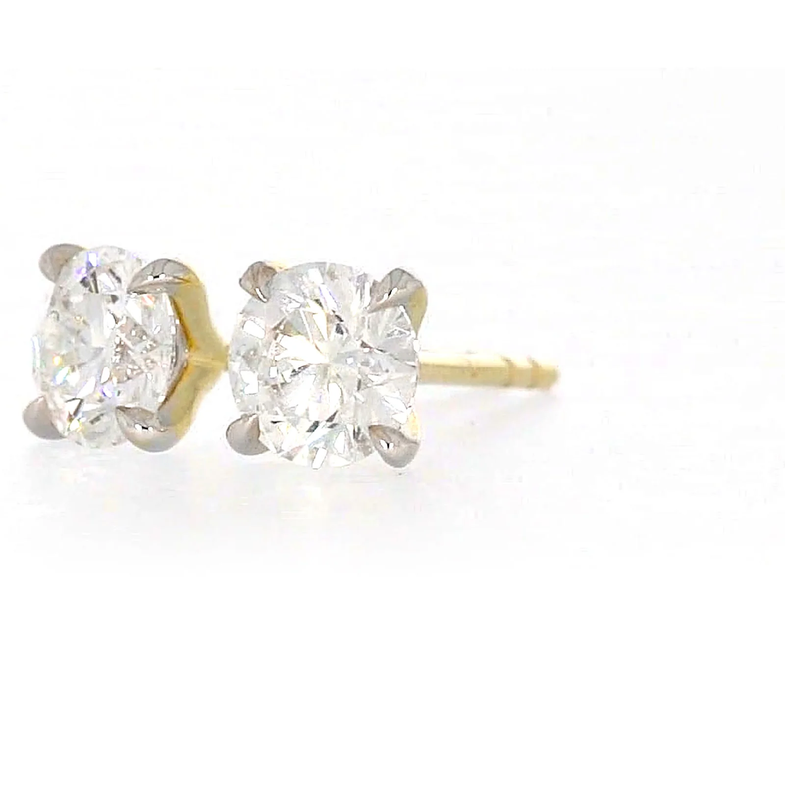 Celebration 9ct Yellow Gold Round Brilliant Cut 1 CARAT tw of Certified Lab Grown Diamonds Stud Earrings - Image 9