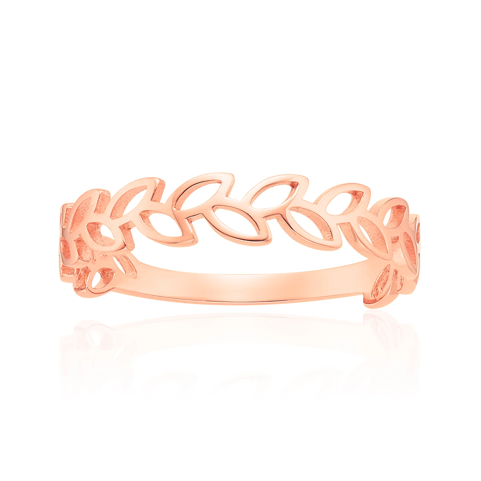 9ct Rose Gold Open Leaf Ring