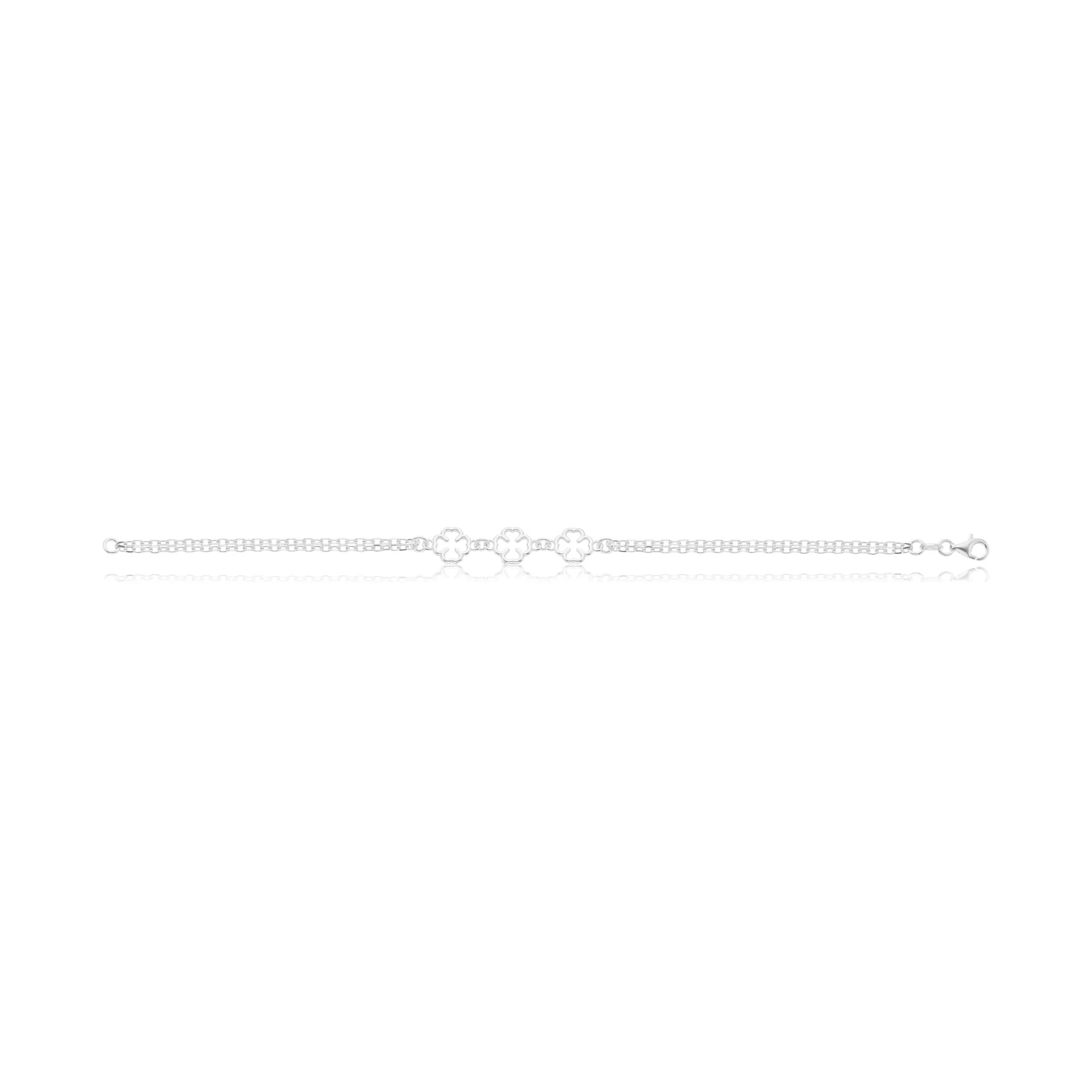 Sterling Silver 19cm Clover Bracelet - Image 2