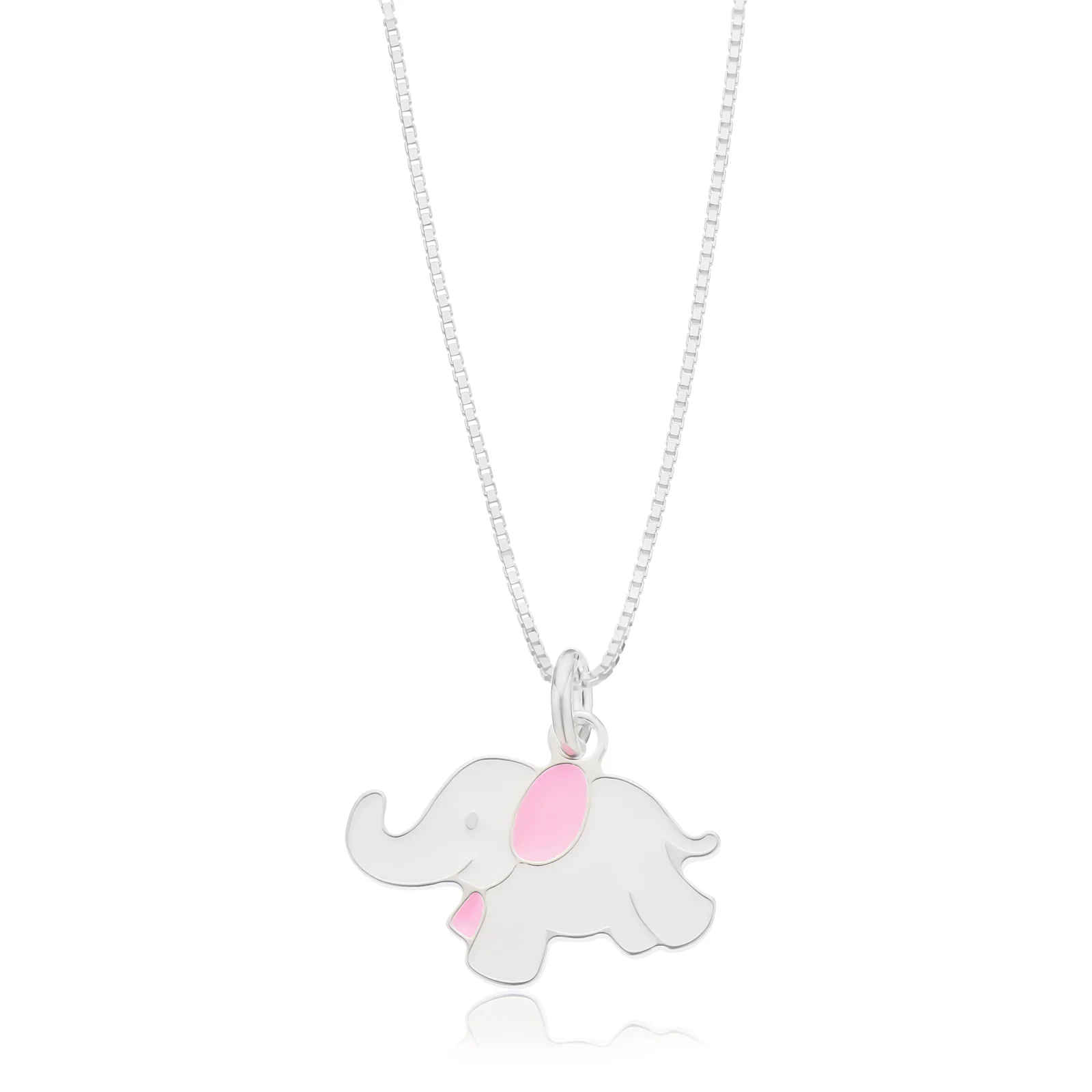 Sterling Silver 40cm Enamel Elephant Children's Pendant