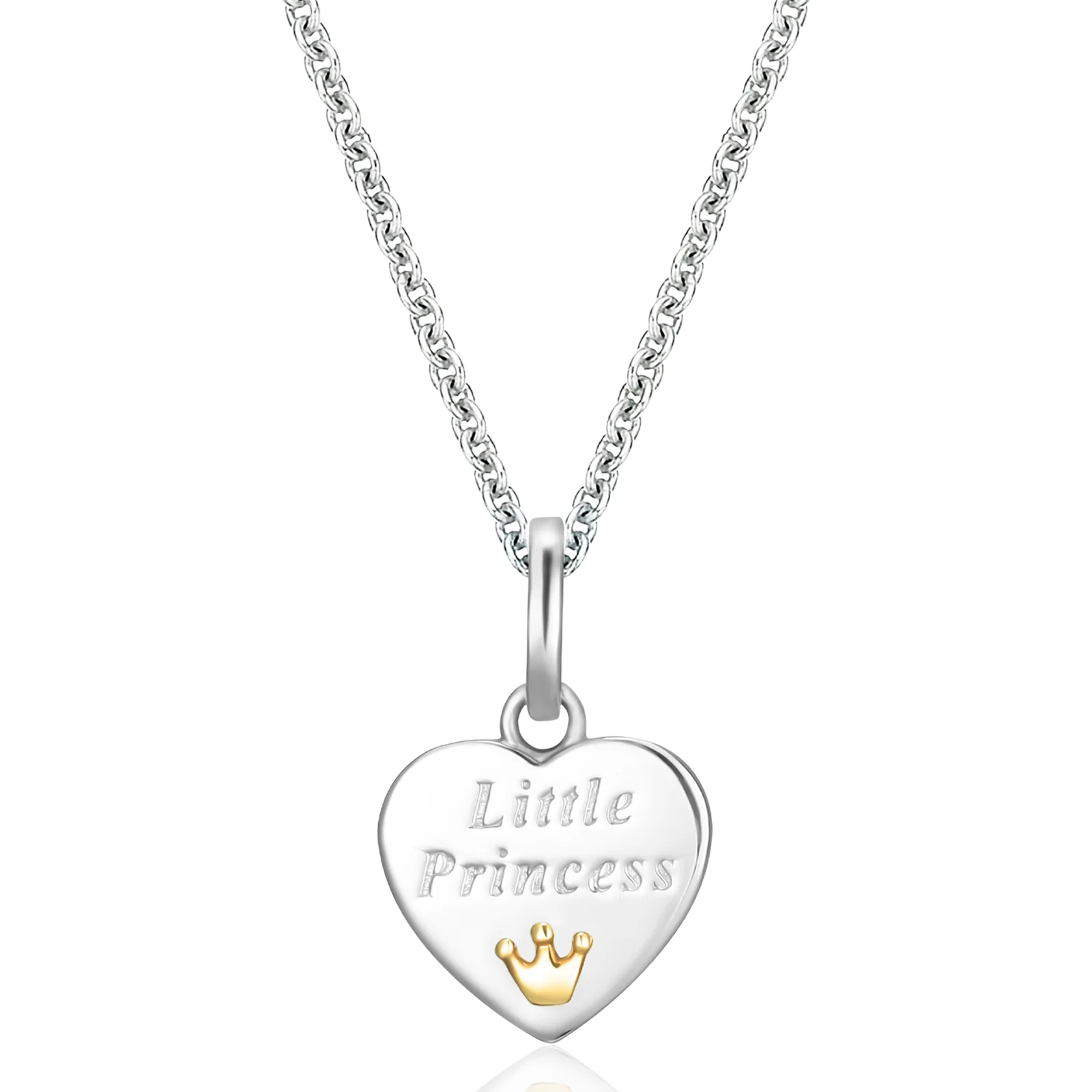 Sterling Silver with 9ct Yellow Gold Crown Children's Heart Pendant