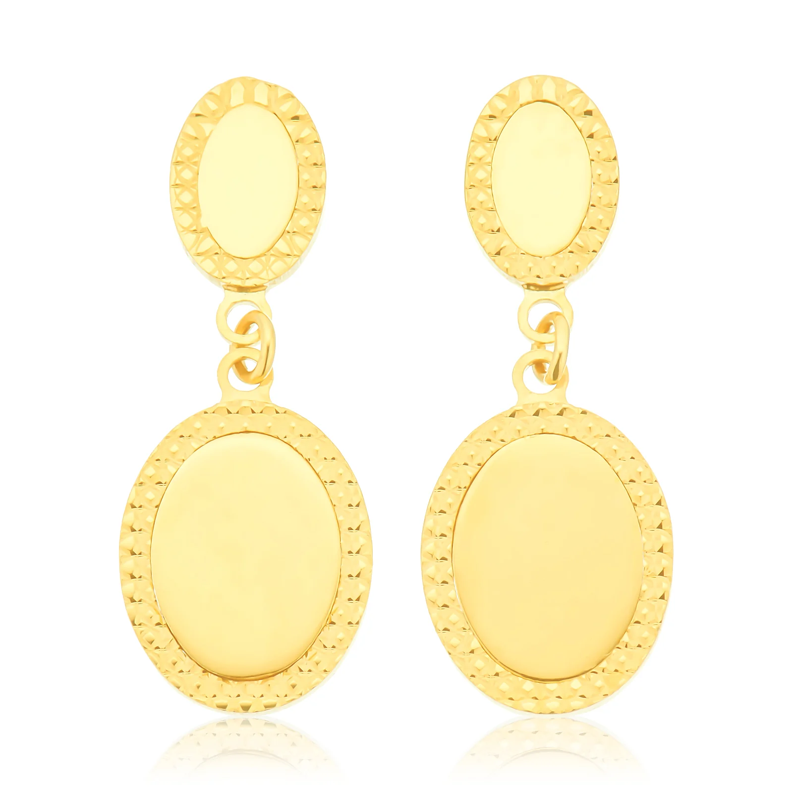 9ct Yellow Gold Silver Filled Heart Pattern Stud Earrings