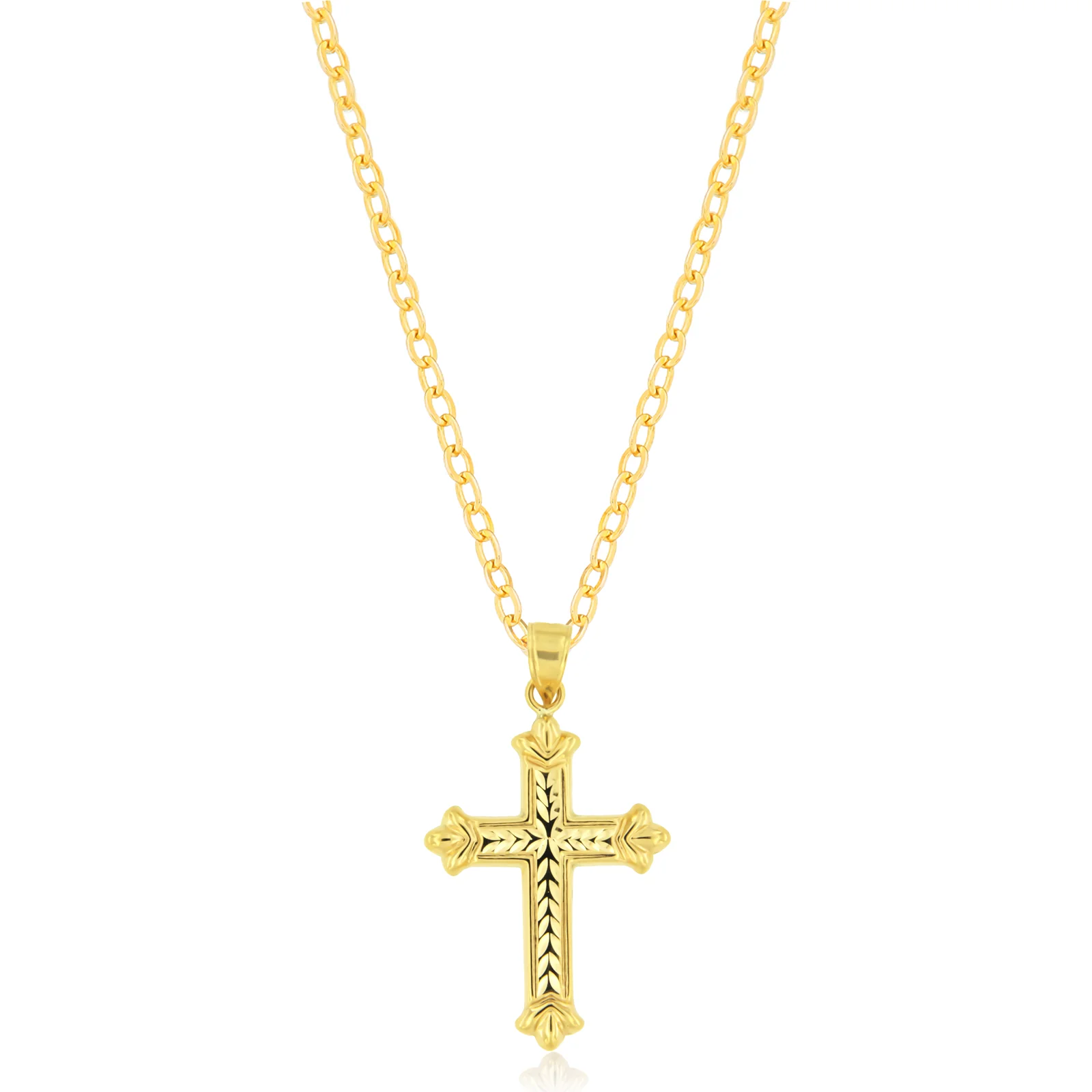 9ct Yellow Plated Filled with Silver Pattern Cross Pendant