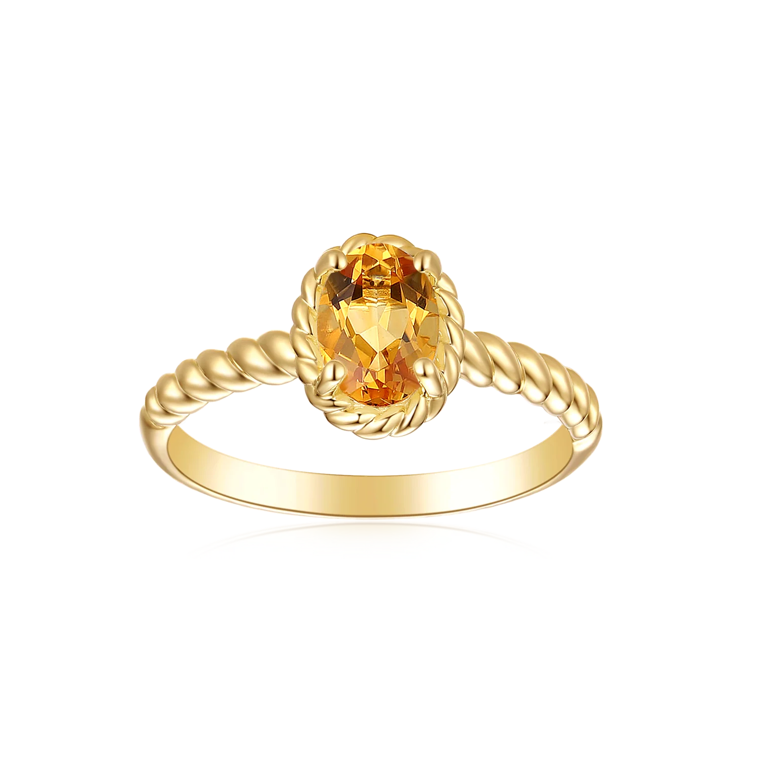 9ct Yellow Gold Oval Cut 7x5mm Citrine November Ring