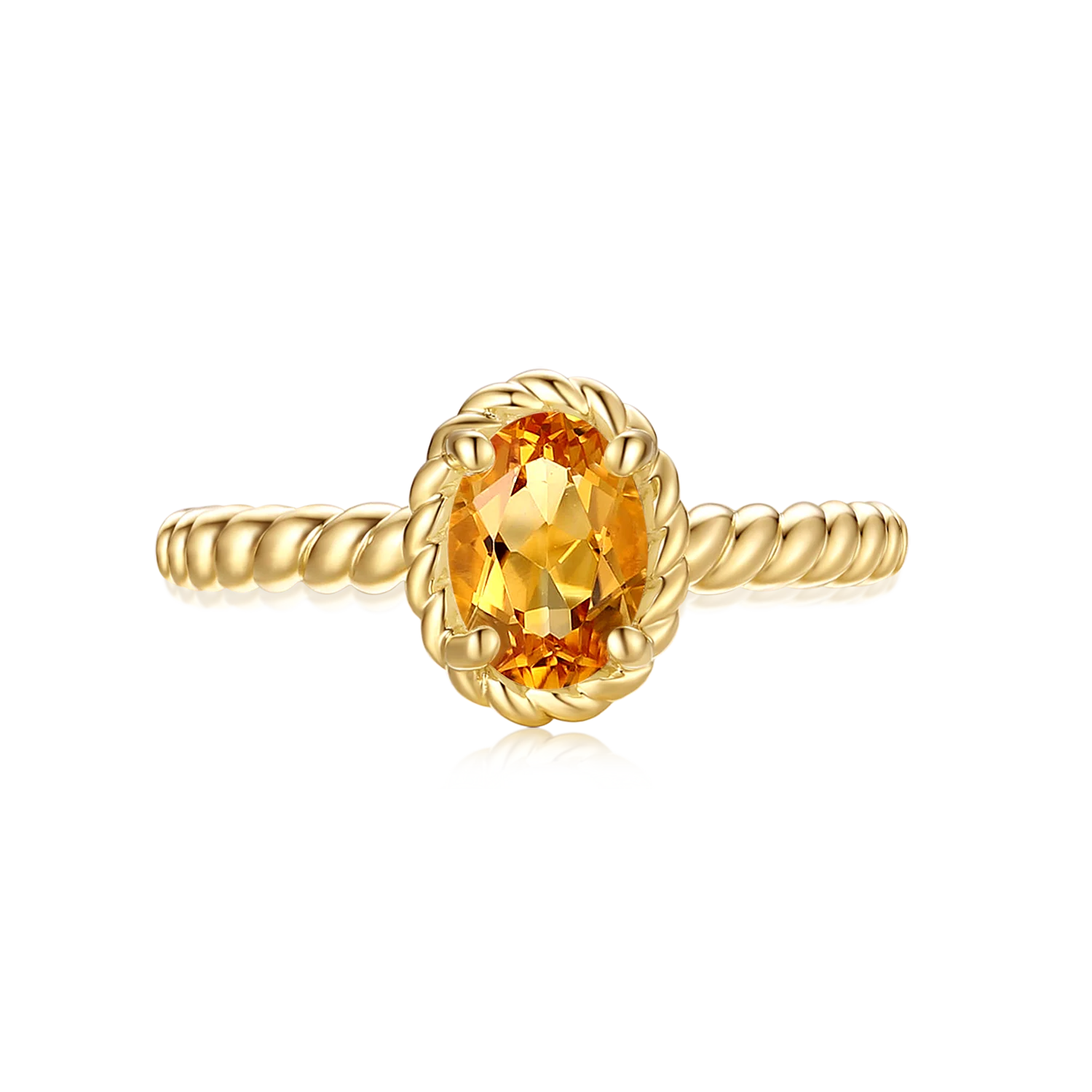 9ct Yellow Gold Oval Cut 7x5mm Citrine November Ring - Image 2