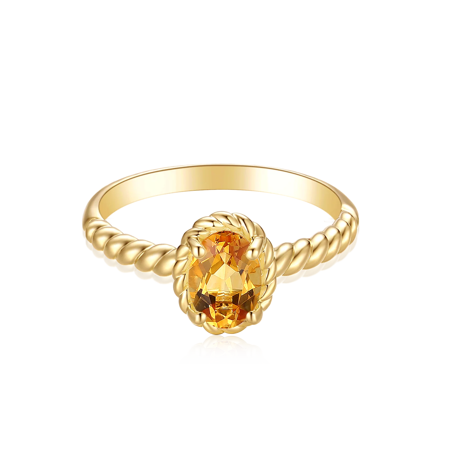 9ct Yellow Gold Oval Cut 7x5mm Citrine November Ring - Image 3