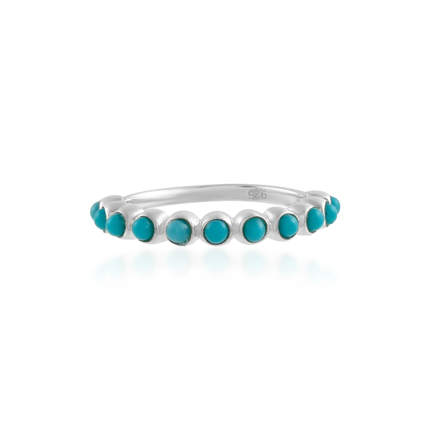 Sterling Silver Round Cut 2mm Turquoise Ring - Image 2