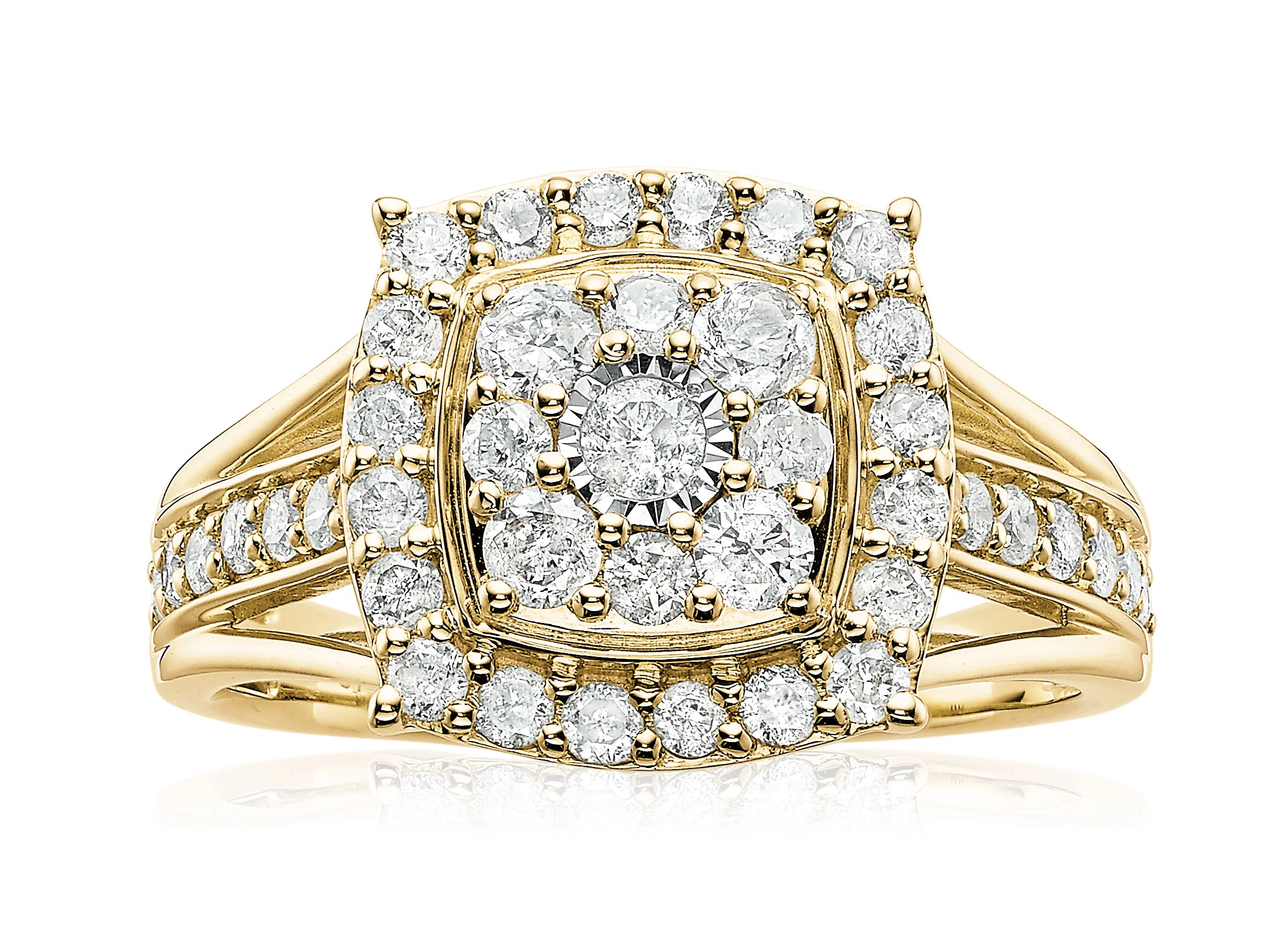 9ct Yellow Gold Round Cut 1.00 Carat tw Diamond Ring